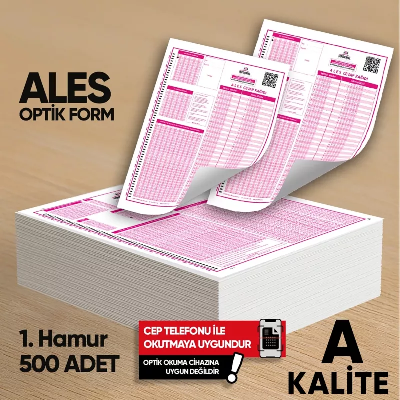 ALES Deneme Sınavları İçin 500 Adet Optik Form