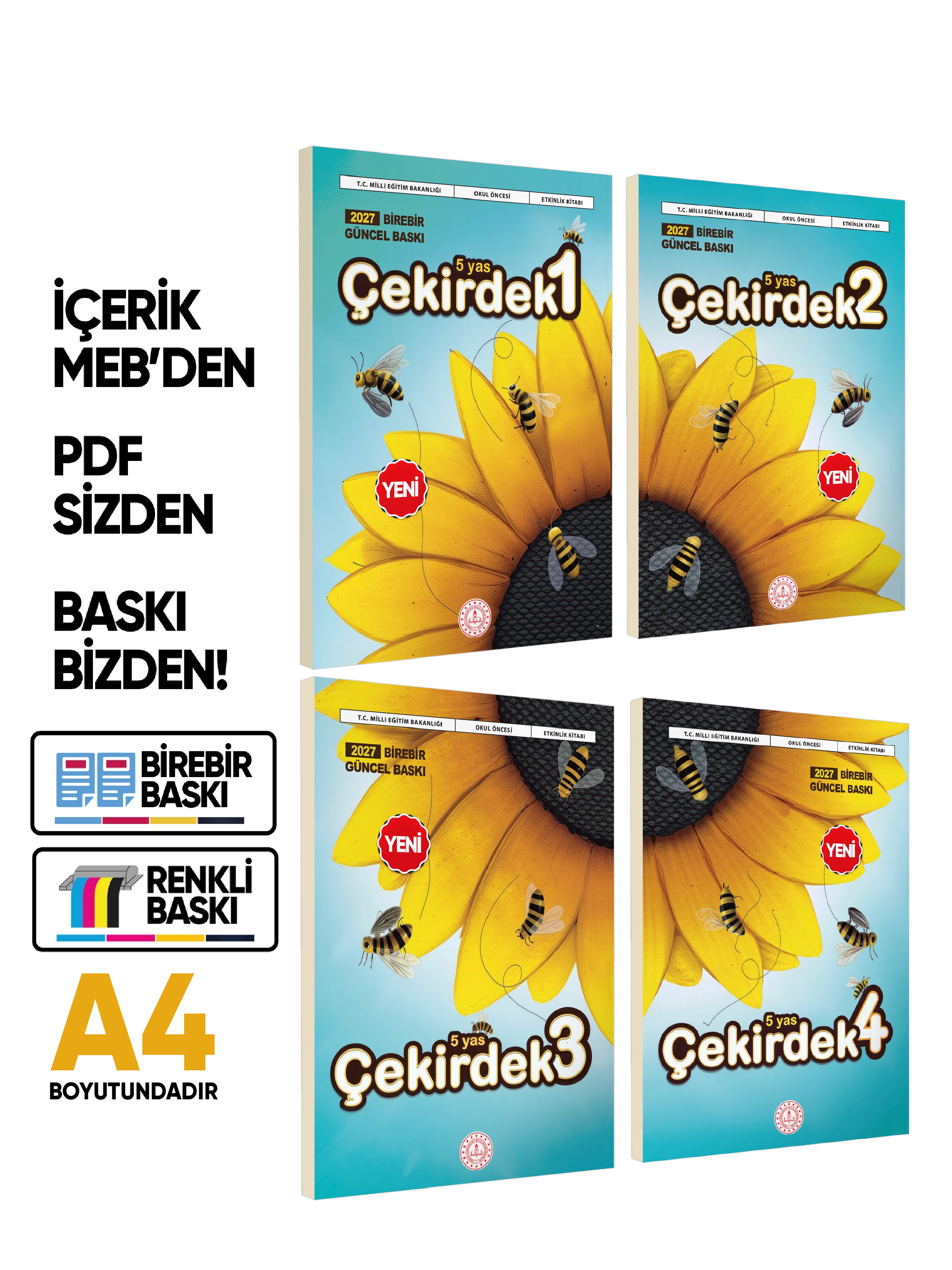 5 Yaş Okul Öncesi MEB Etkinlik Kitabı Çekirdek 4’lü Set Eğlenceli ve Öğretici Aktiviteler BASKI ÜCRETİ