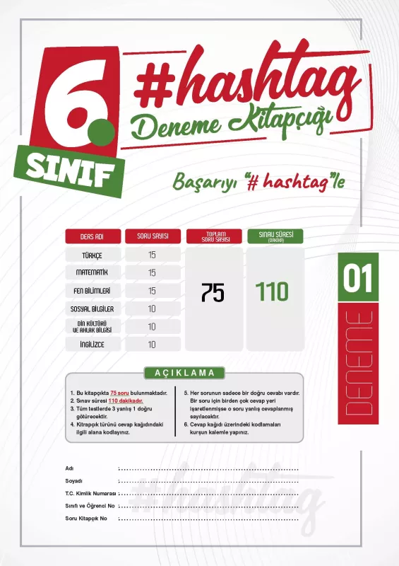 2027 6.Sınıf #hashtag Kazanım Değerlendirme Sınavı 6lı SARMAL Deneme Paketi Çözümlü Türkiye Geneli