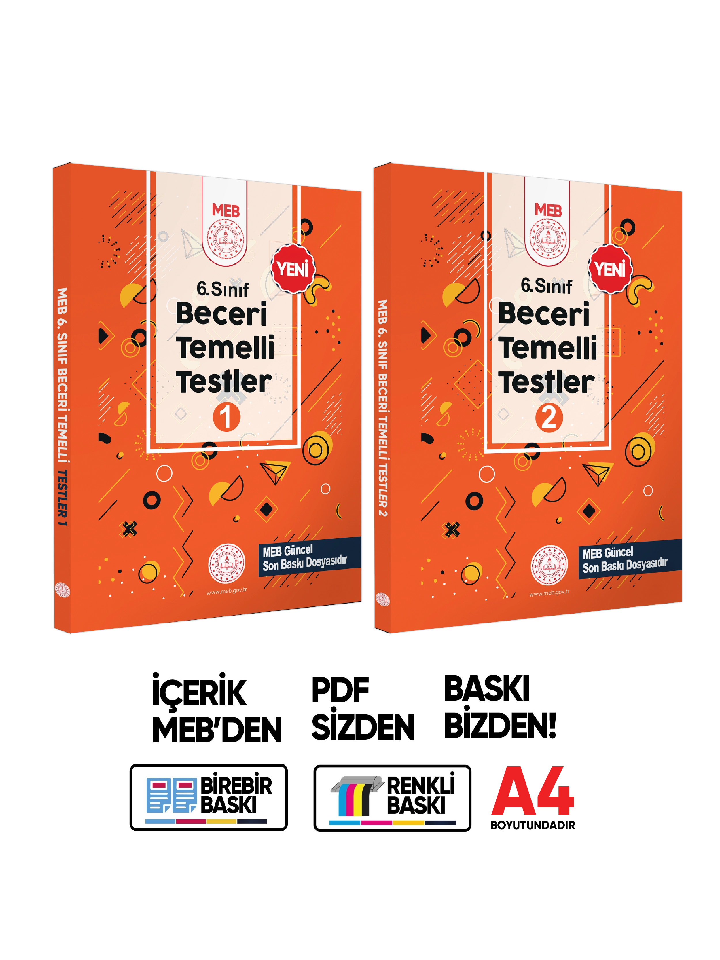 6.Sınıf MEB Beceri Temelli Testler 1 ve 2. Kitap Seti Örnek Soru Bankası (Renkli Baskı) BASKI ÜCRETİ