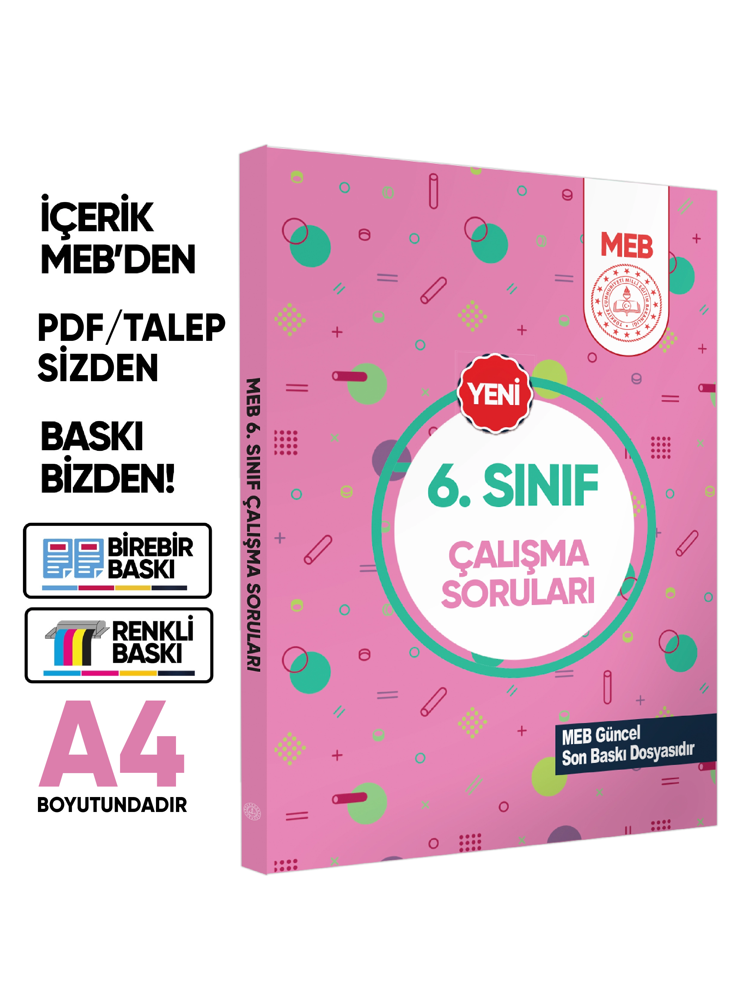 6.Sınıf MEB Tüm Dersler Çalışma Soruları Soru Bankası (Renkli Baskı A4 Boyut) BASKI ÜCRETİ