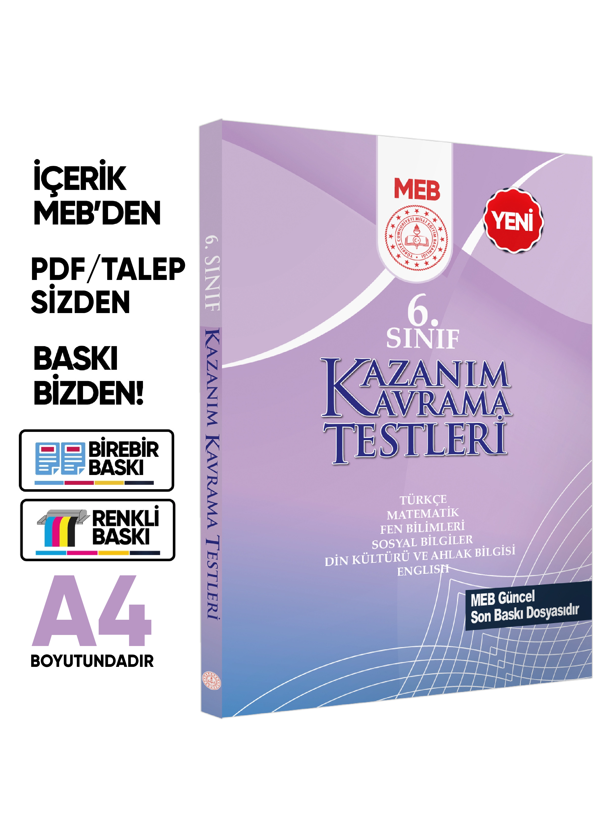 6.Sınıf MEB Örnek Soru Bankası Ve Kazanım Kavrama Testleri 4lü SET (Renkli Baskı) BASKI ÜCRETİ