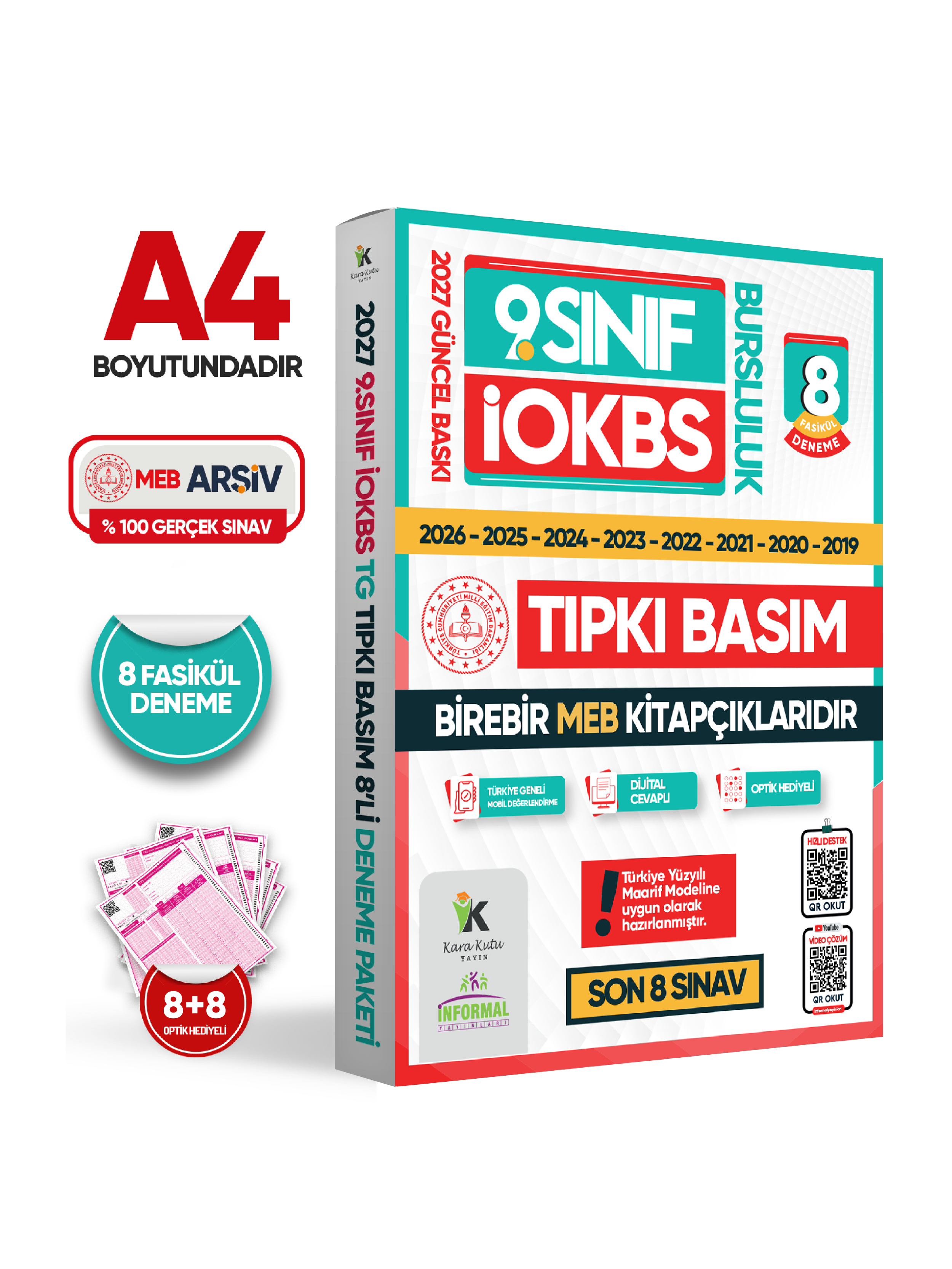 2027 9.Sınıf İOKBS (BURSLULUK SINAVI) MEB Çıkmış Soru Tıpkı Basım Deneme Paketi 8li Türkiye Geneli