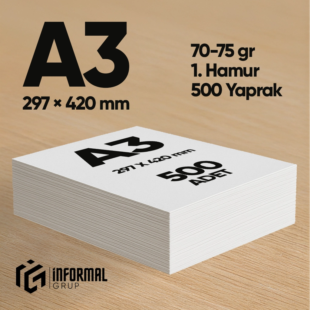 İnformal Fotokopi Kağıdı Premium Kalite A3 500 Yaprak 1. Hamur
