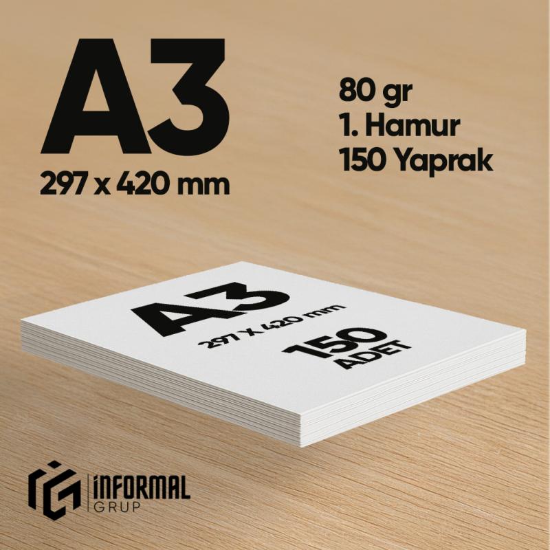 İnformal Fotokopi Kağıdı Premium Kalite A3 70 gr 150 Yaprak 1. Hamur