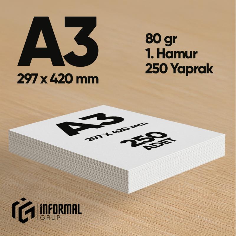 İnformal Fotokopi Kağıdı Premium Kalite A3 70 gr 250 Yaprak 1. Hamur
