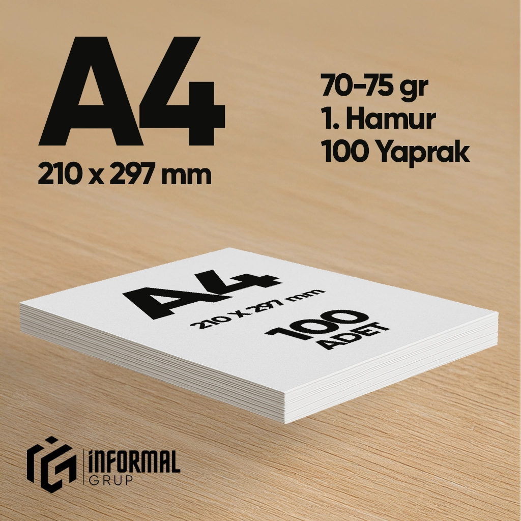 İnformal Fotokopi Kağıdı Premium Kalite A4 100 Yaprak 1. Hamur