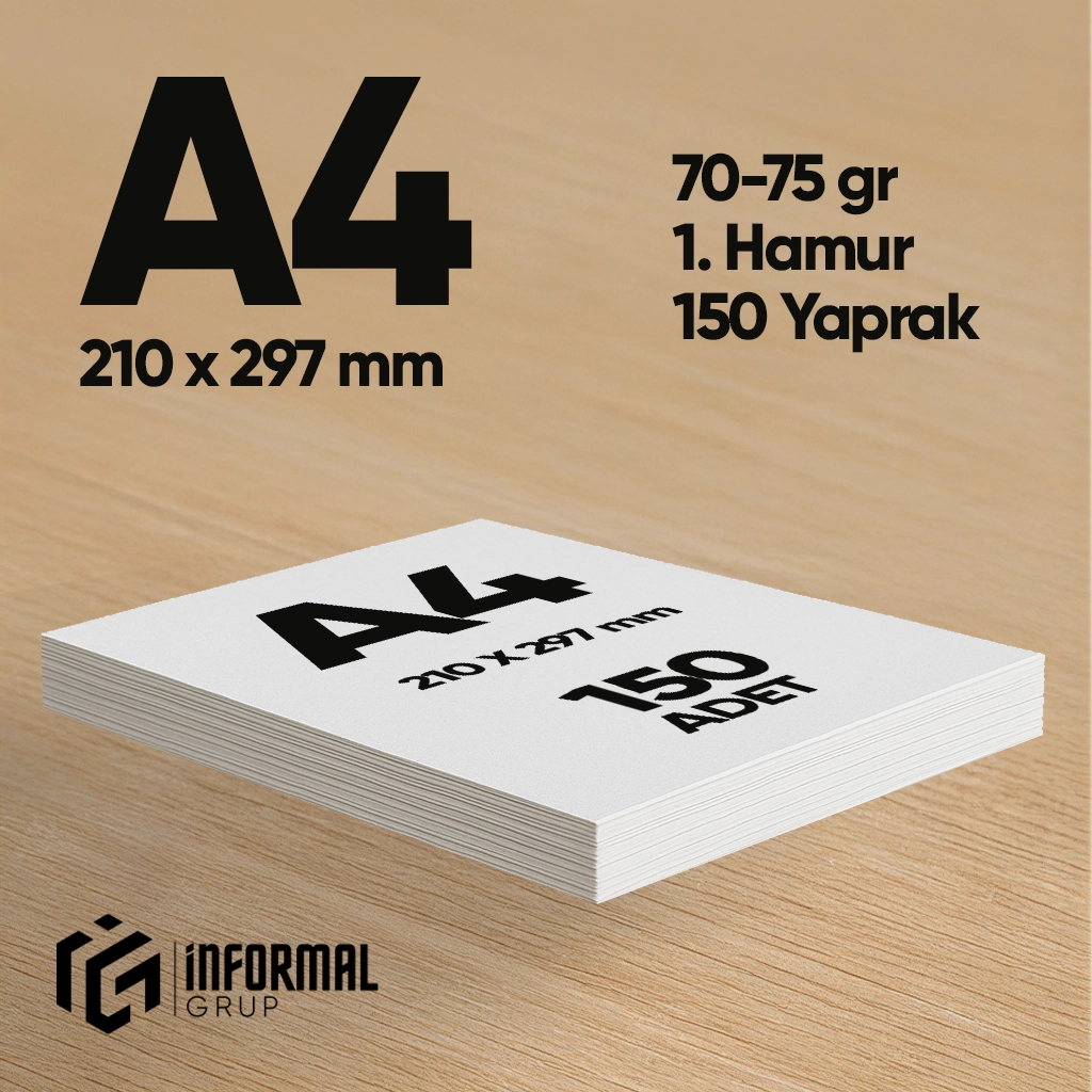 İnformal Fotokopi Kağıdı Premium Kalite A4 150 Yaprak 1. Hamur