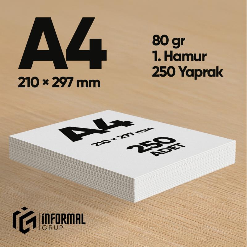 İnformal Fotokopi Kağıdı Premium Kalite A4 70  gr 250 Yaprak 1. Hamur