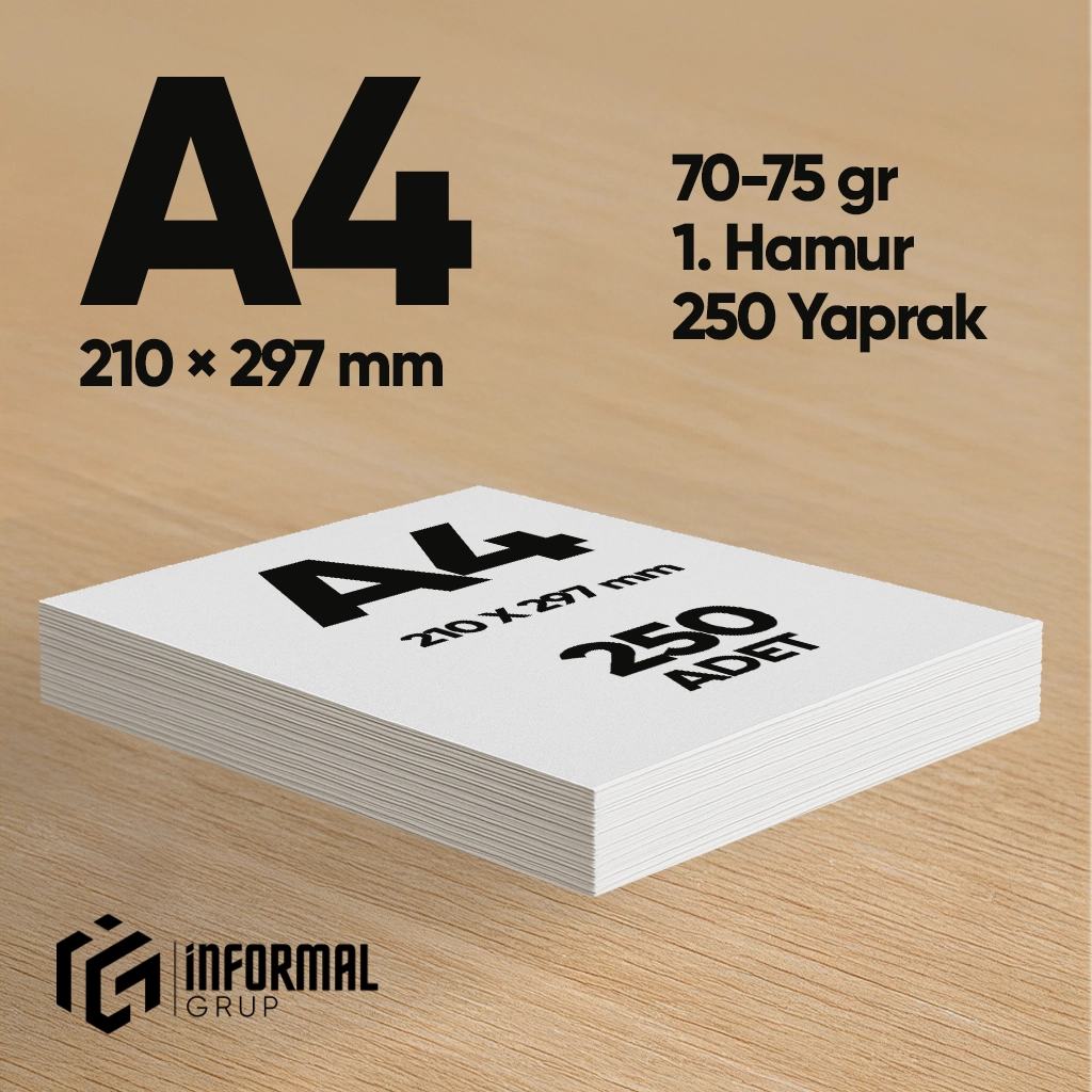 İnformal Fotokopi Kağıdı Premium Kalite A4 250 Yaprak 1. Hamur