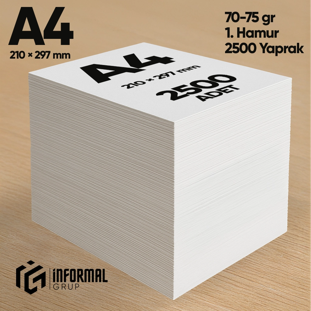 İnformal Fotokopi Kağıdı Premium Kalite A4 2500 Yaprak 1. Hamur