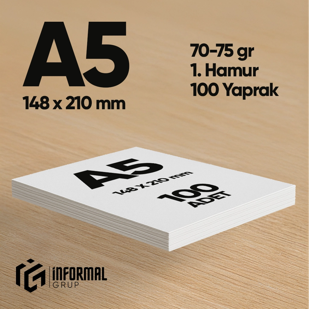 İnformal Fotokopi Kağıdı Premium Kalite A5 100 Yaprak 1. Hamur