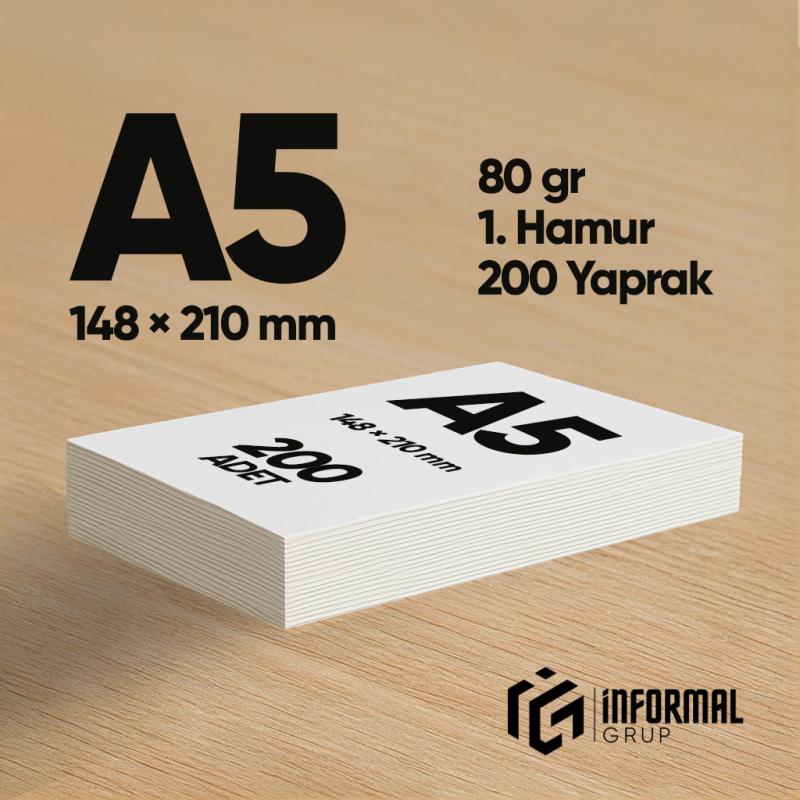 İnformal Fotokopi Kağıdı Premium Kalite A5 70 gr 200 Yaprak 1. Hamur