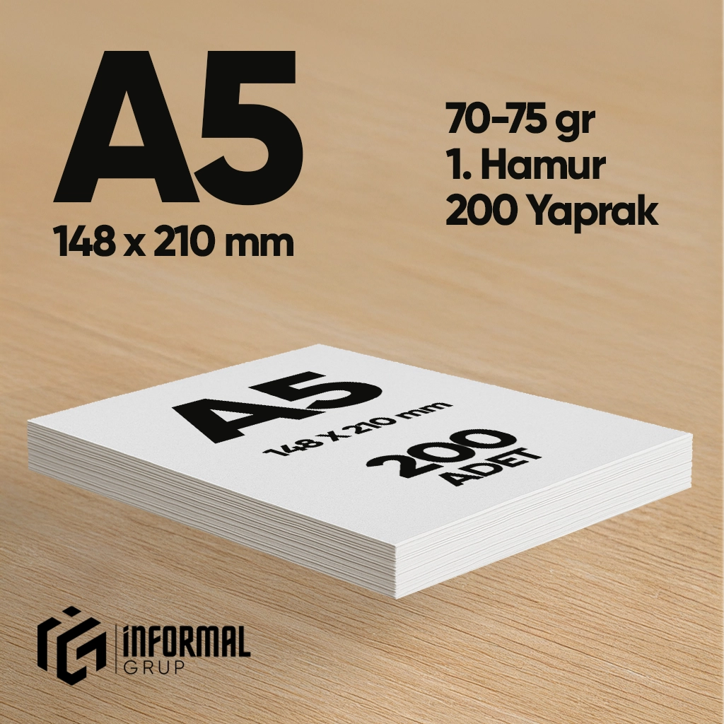 İnformal Fotokopi Kağıdı Premium Kalite A5 200 Yaprak 1. Hamur
