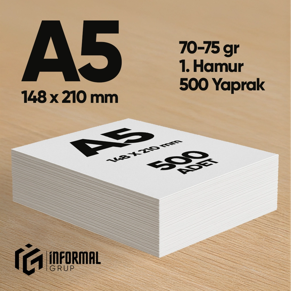 İnformal Fotokopi Kağıdı Premium Kalite A5 500 Yaprak 1. Hamur