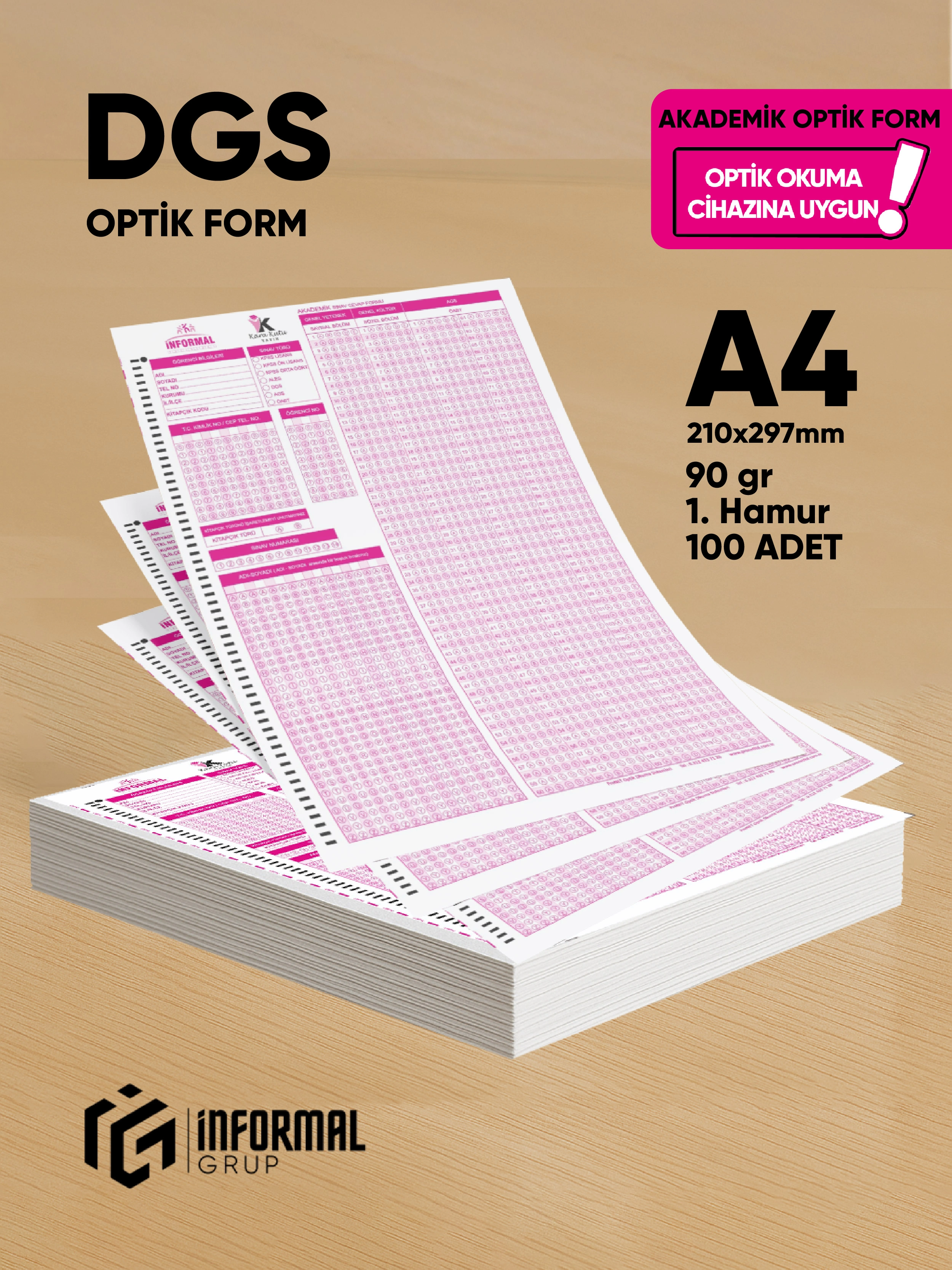 DGS  Akademik Değerlendirme Optik Formu (100 Adet - 90 gr - Optik Okuma Cihazlarıyla Uyumlu)