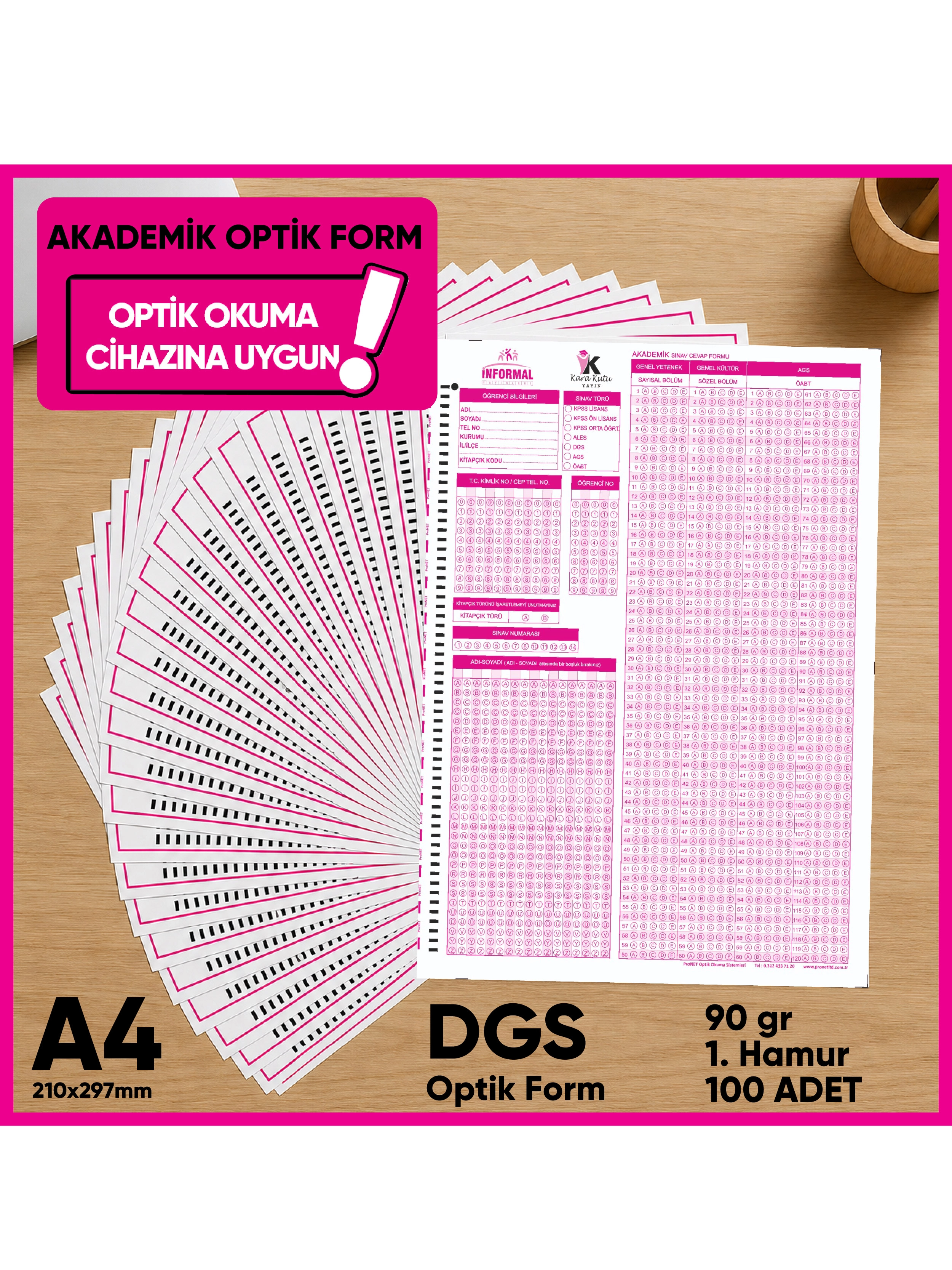 DGS  Akademik Değerlendirme Optik Formu (100 Adet - 90 gr - Optik Okuma Cihazlarıyla Uyumlu)