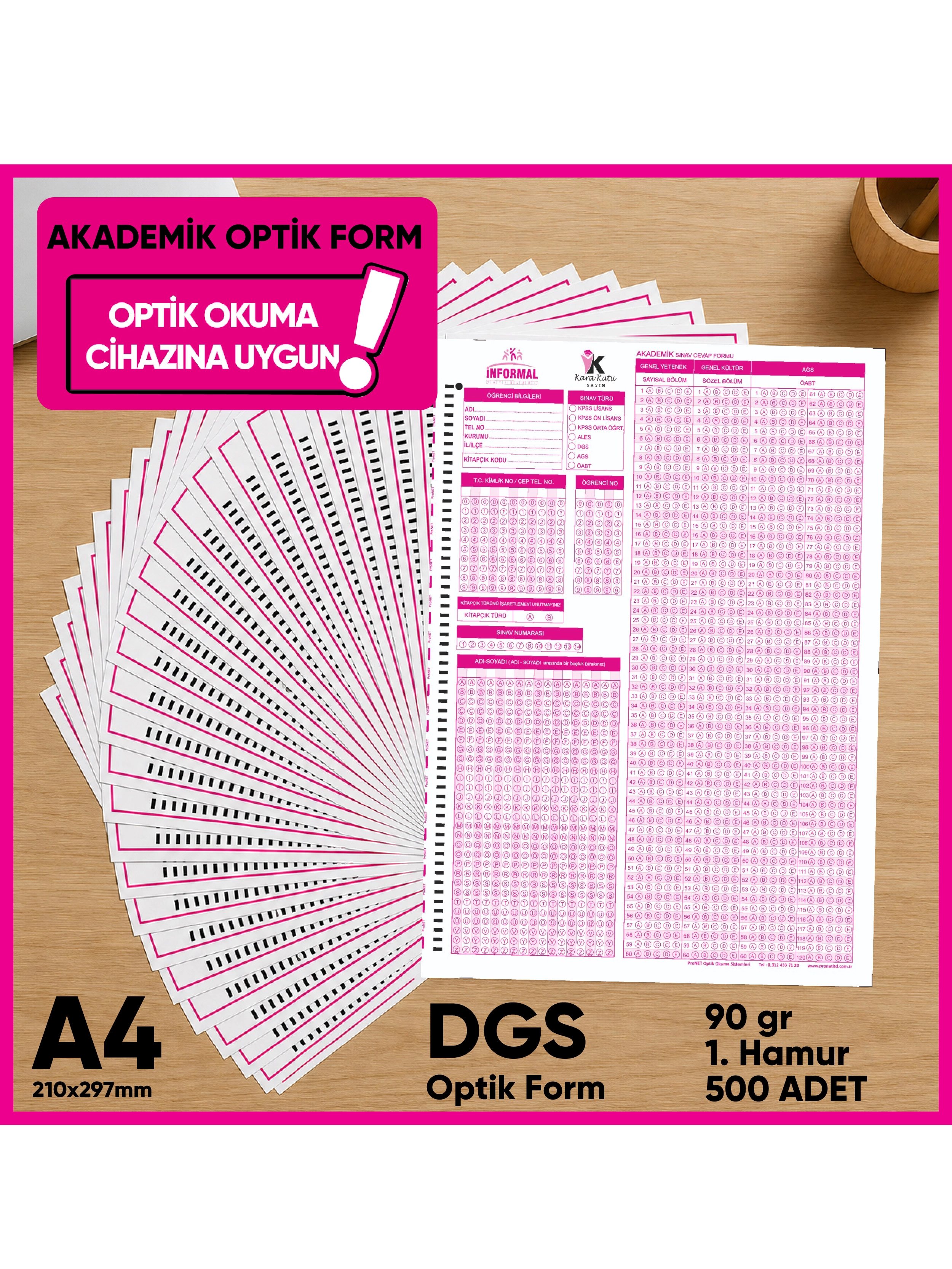 DGS  Akademik Değerlendirme Optik Formu (500 Adet - 90 gr - Optik Okuma Cihazlarıyla Uyumlu)