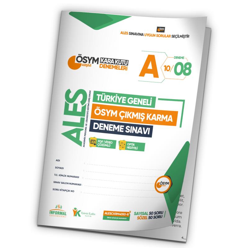 2026 ALES ÖSYM Arşivi Karma Kara Kutu Çıkmış Soru Türkiye Geneli D. Çözümlü Deneme 10/8.Kitapçık