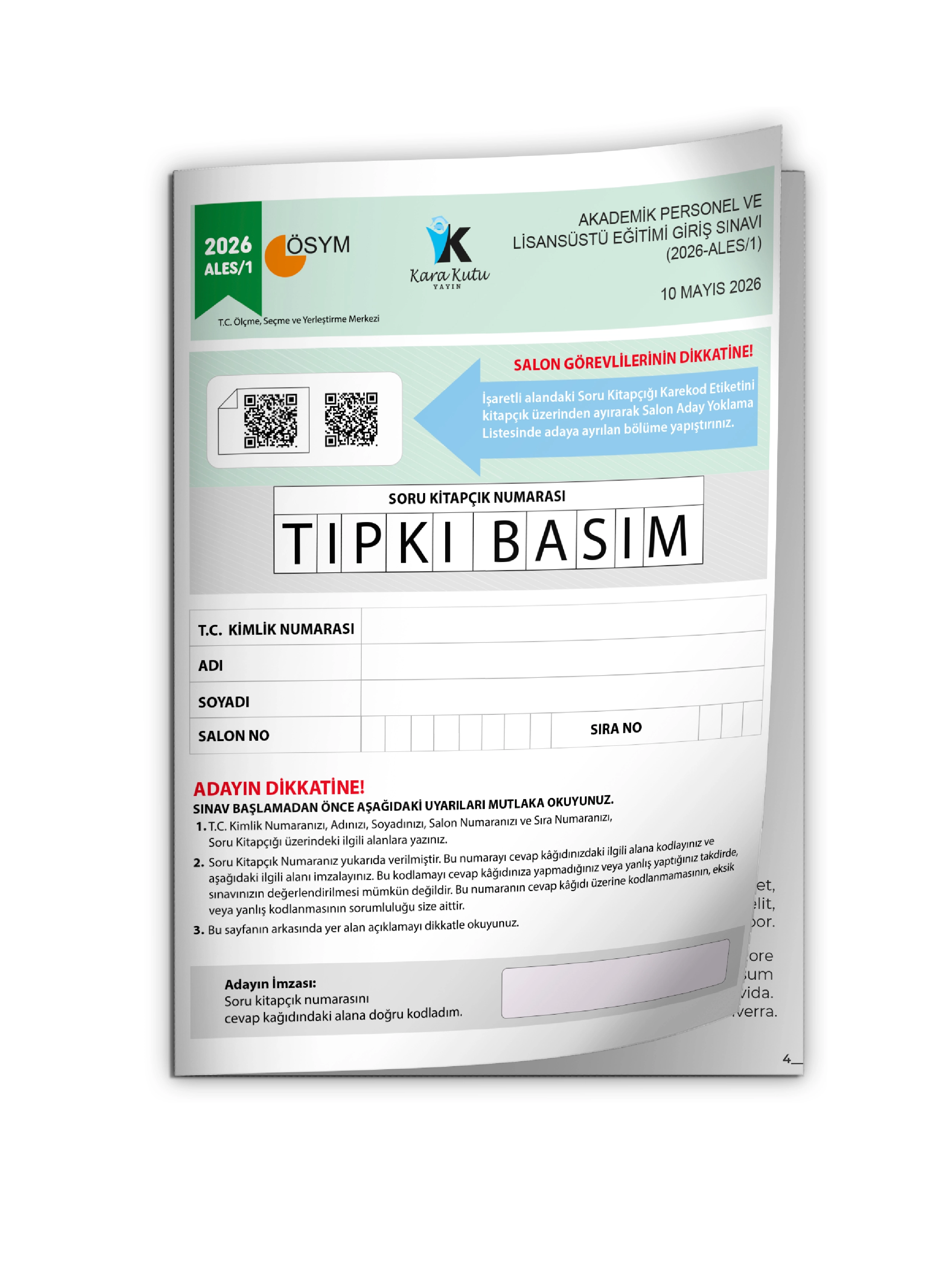 ALES 2026/1 ÖSYM Tıpkı Basım Çıkmış Soru Deneme Kitapçığı Video/PDF Çözümlü Türkiye Geneli