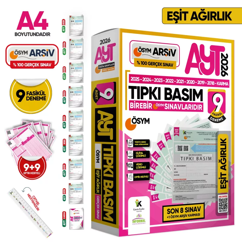 2026 AYT Eşit Ağırlık (TM) ÖSYM Çıkmış Soru Tıpkı Basım 9lu Deneme Paketi Türkiye Geneli Çözümlü SET