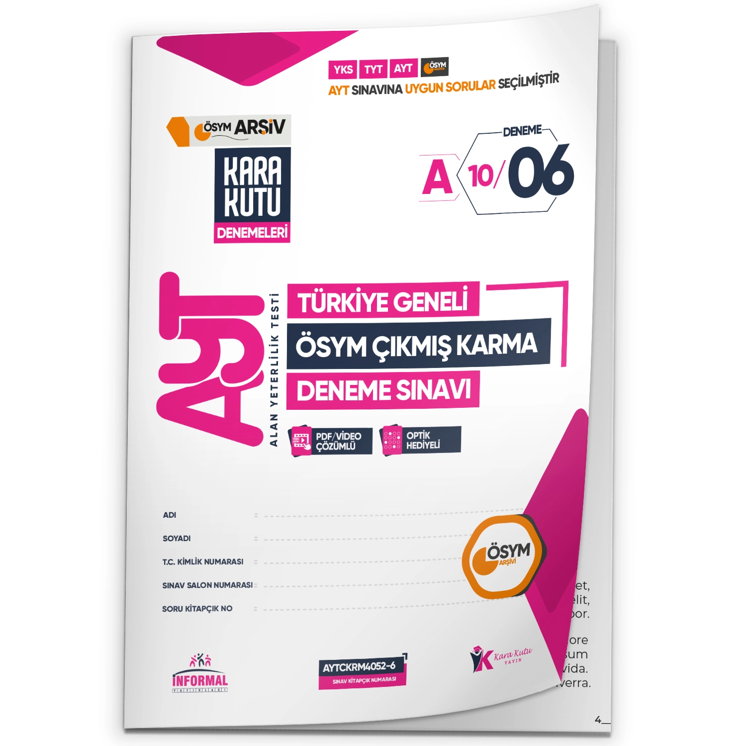 2026 AYT ÖSYM Arşivi Karma Kara Kutu Çıkmış Soru Türkiye Geneli D. Çözümlü Deneme 10/6.Kitapçık