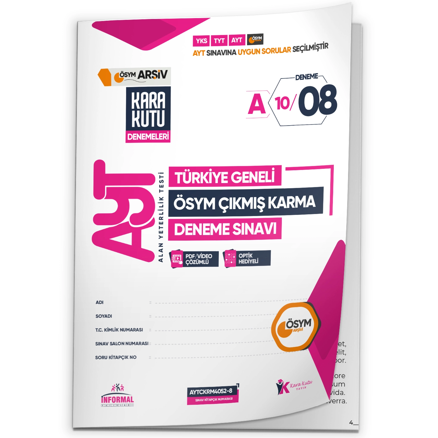 2026 AYT ÖSYM Tüm Arşivi Karma Kara Kutu Çıkmış Soru Türkiye Geneli D. Çözümlü Deneme 10/8.Kitapçık