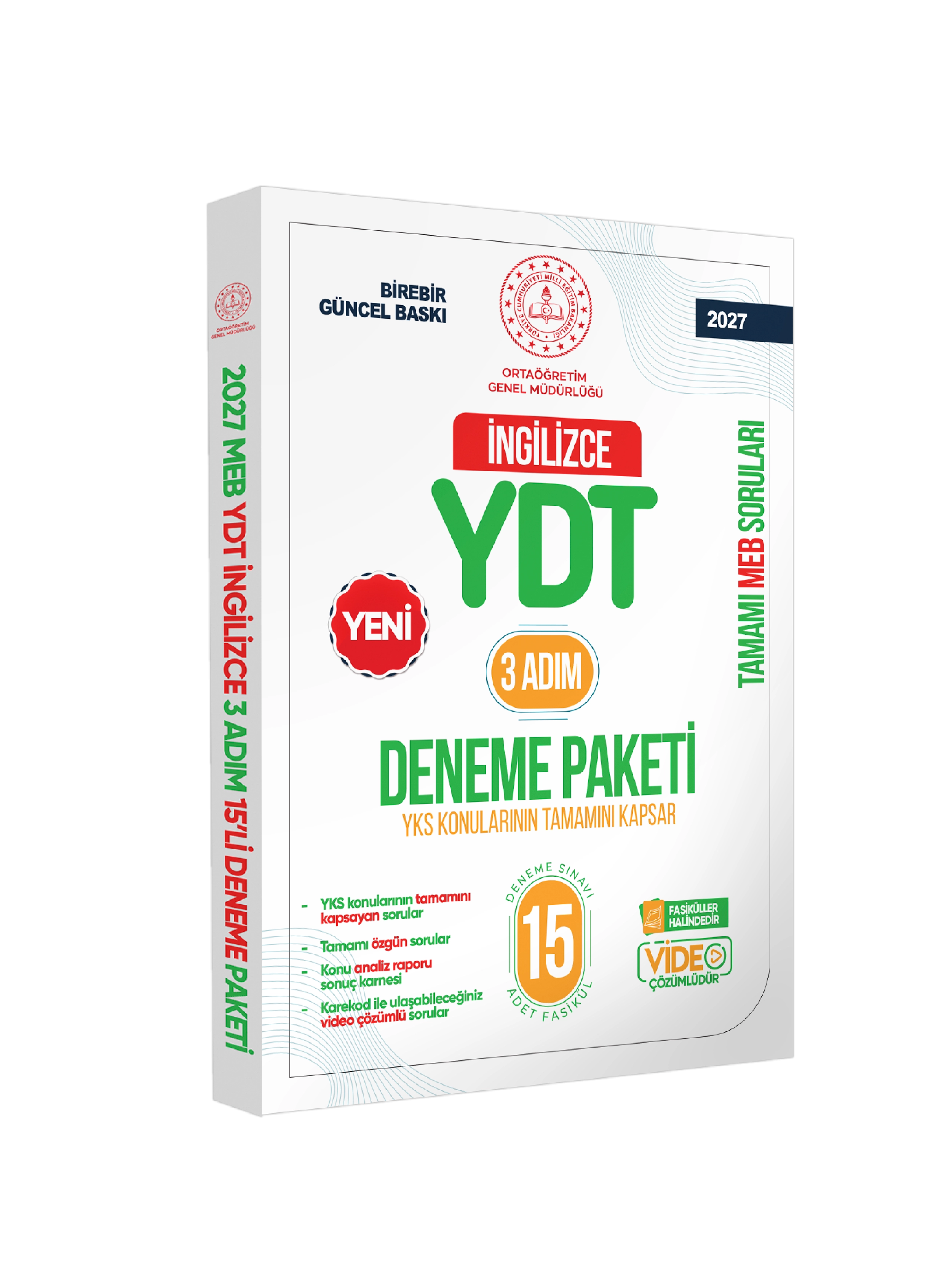 2027 3 Adım YKS-YDT İngilizce MEBİ Özgün Sorular 15li Deneme Kitapçığı Video Çözümlü BASKI ÜCRETİ