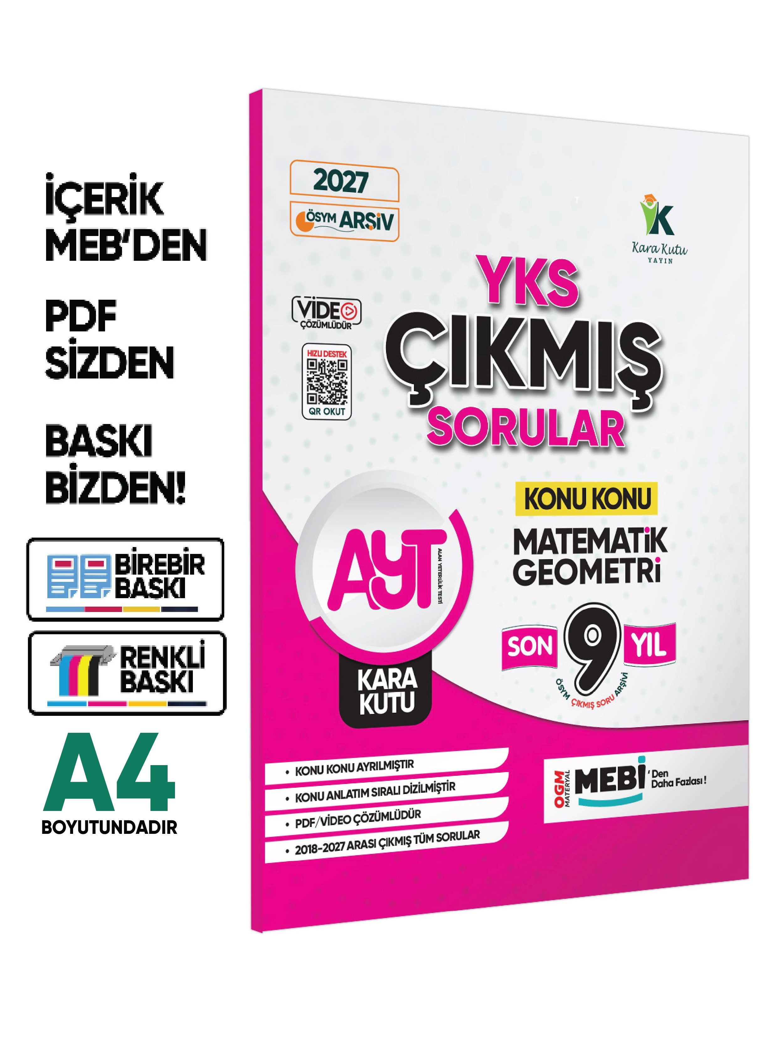 2027 YKS-AYT Sayısal Çıkmış Soru Bankası Kara Kutu 2’li Set Konu Konu Son 9 Yıl Video/PDF Çözümlü