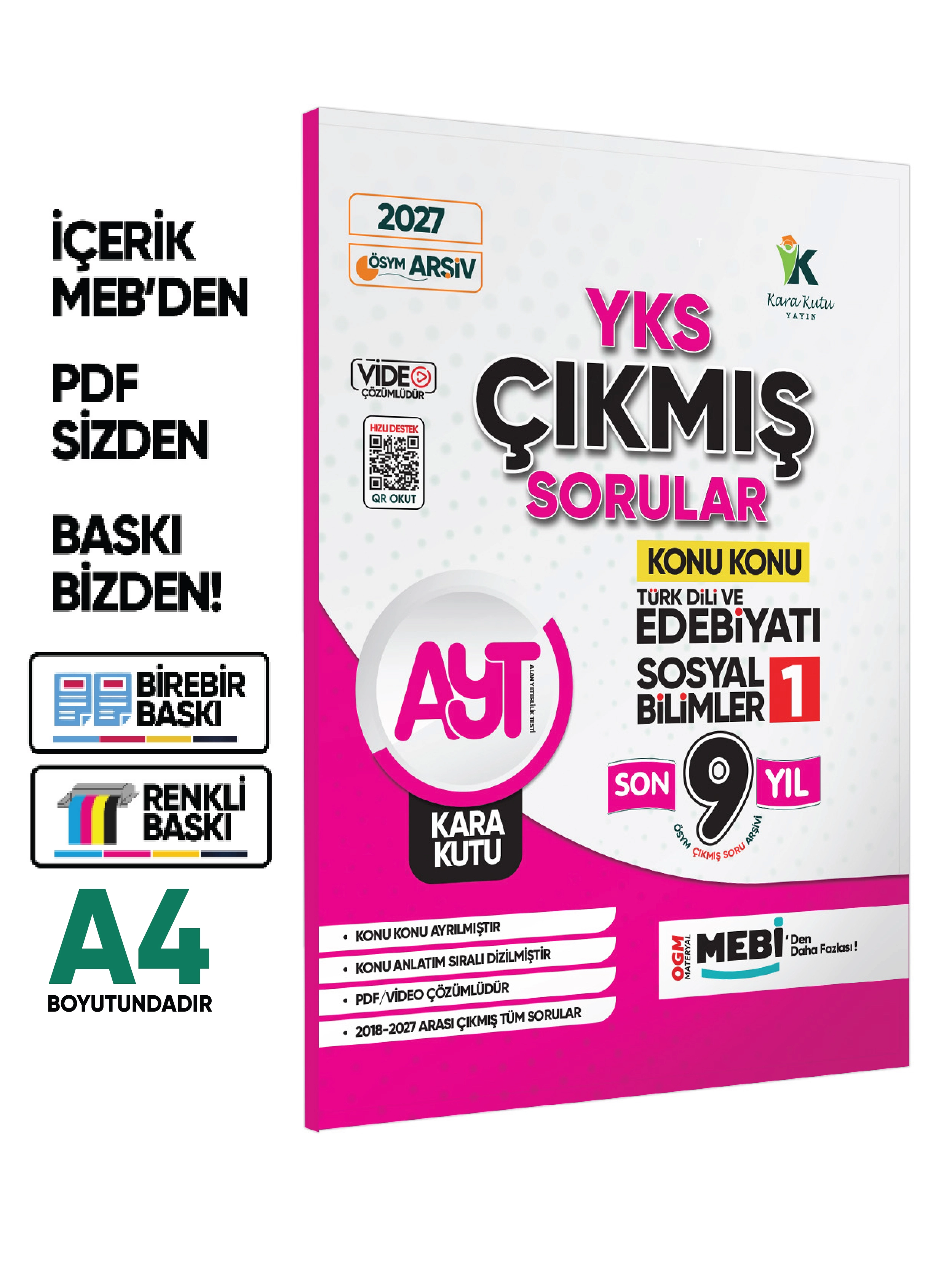 2027 YKS-AYT Türk Dili ve Edebiyatı-Sosyal Bilimler 1 ÖSYM Çıkmış Soru Bankası Konu Konu Son 9 Yıl