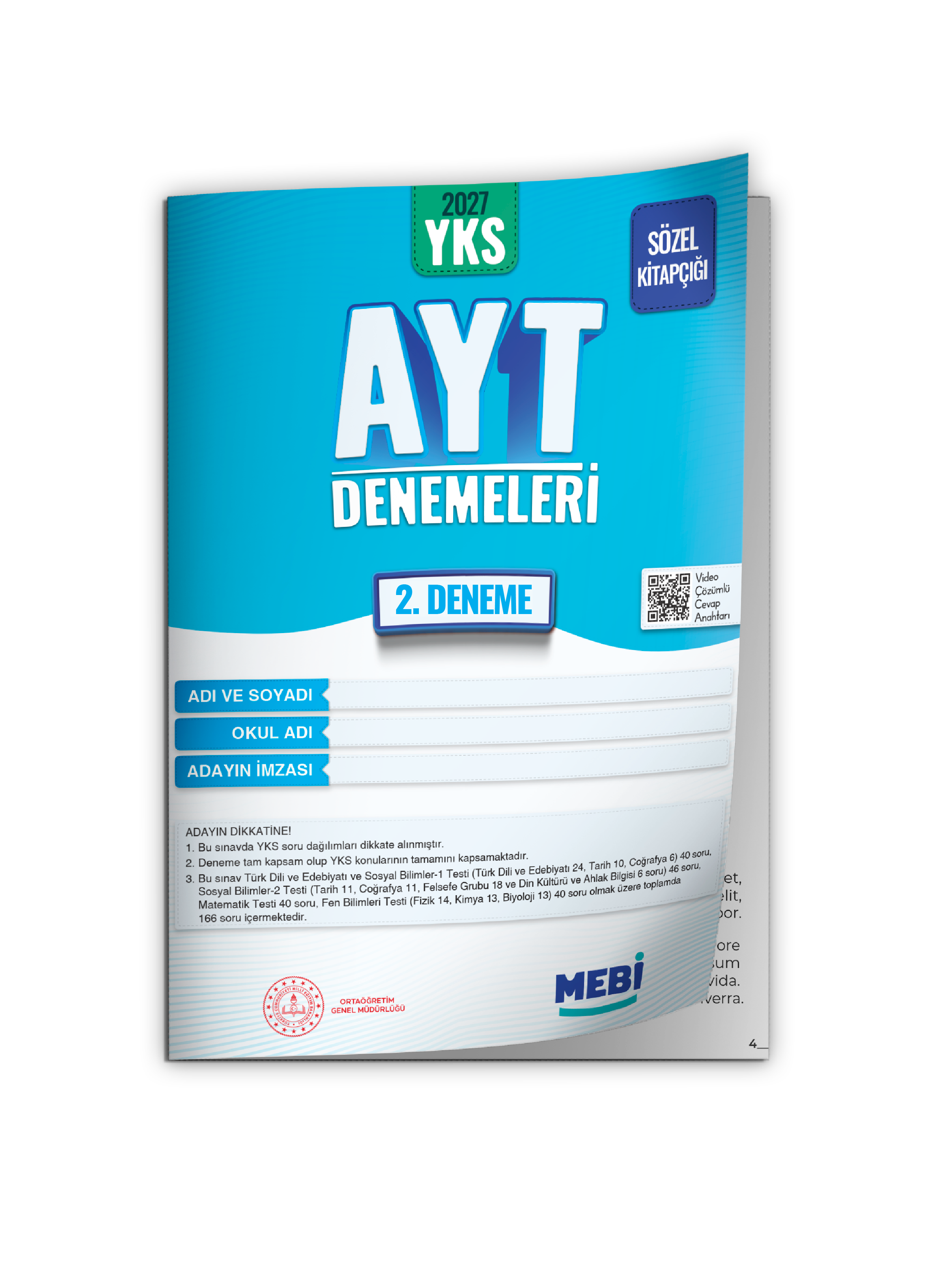2027 YKS-AYT SÖZEL MEBİ ONLİNE Türkiye Geneli 2. Deneme  Büyük Boy RENKLİ BASKI ÜCRETİ