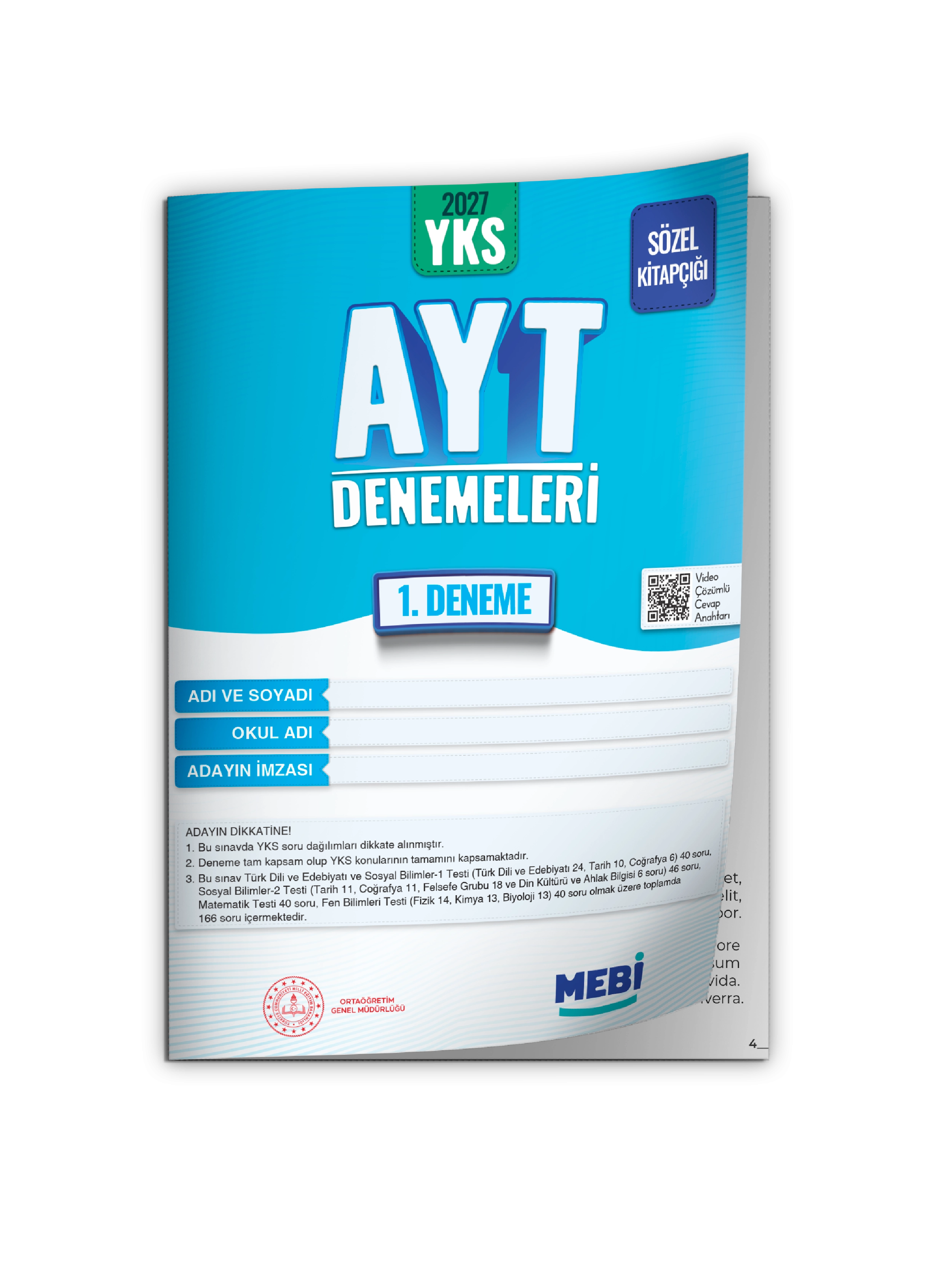 2027 YKS-AYT SÖZEL MEBİ ONLİNE Türkiye Geneli 1. Deneme  Büyük Boy RENKLİ BASKI ÜCRETİ