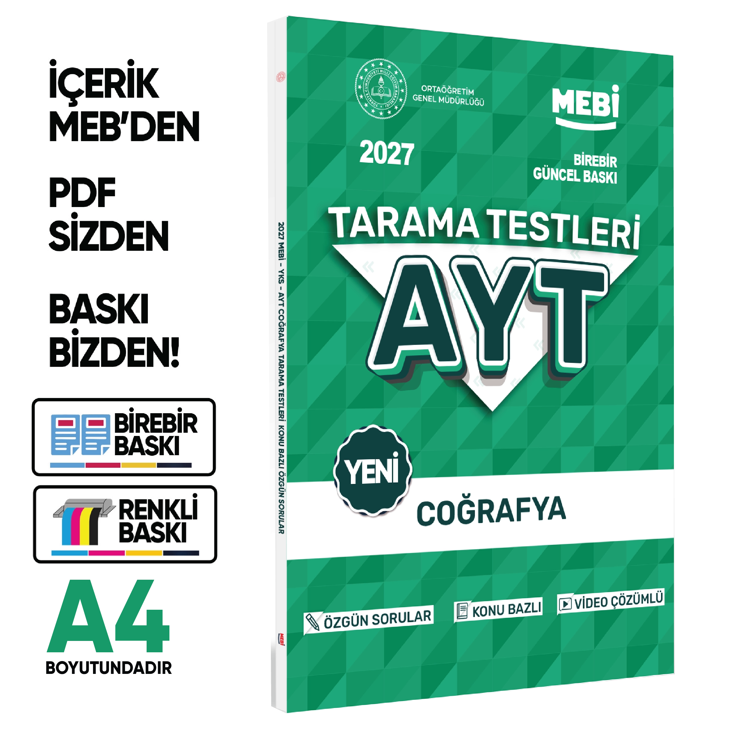2027 YKS-AYT MEBİ-OGM 4lü Özgün Tarama Sözel (SÖZ) Test Kitabı SETİ A4 Boyut BASKI ÜCRETİ