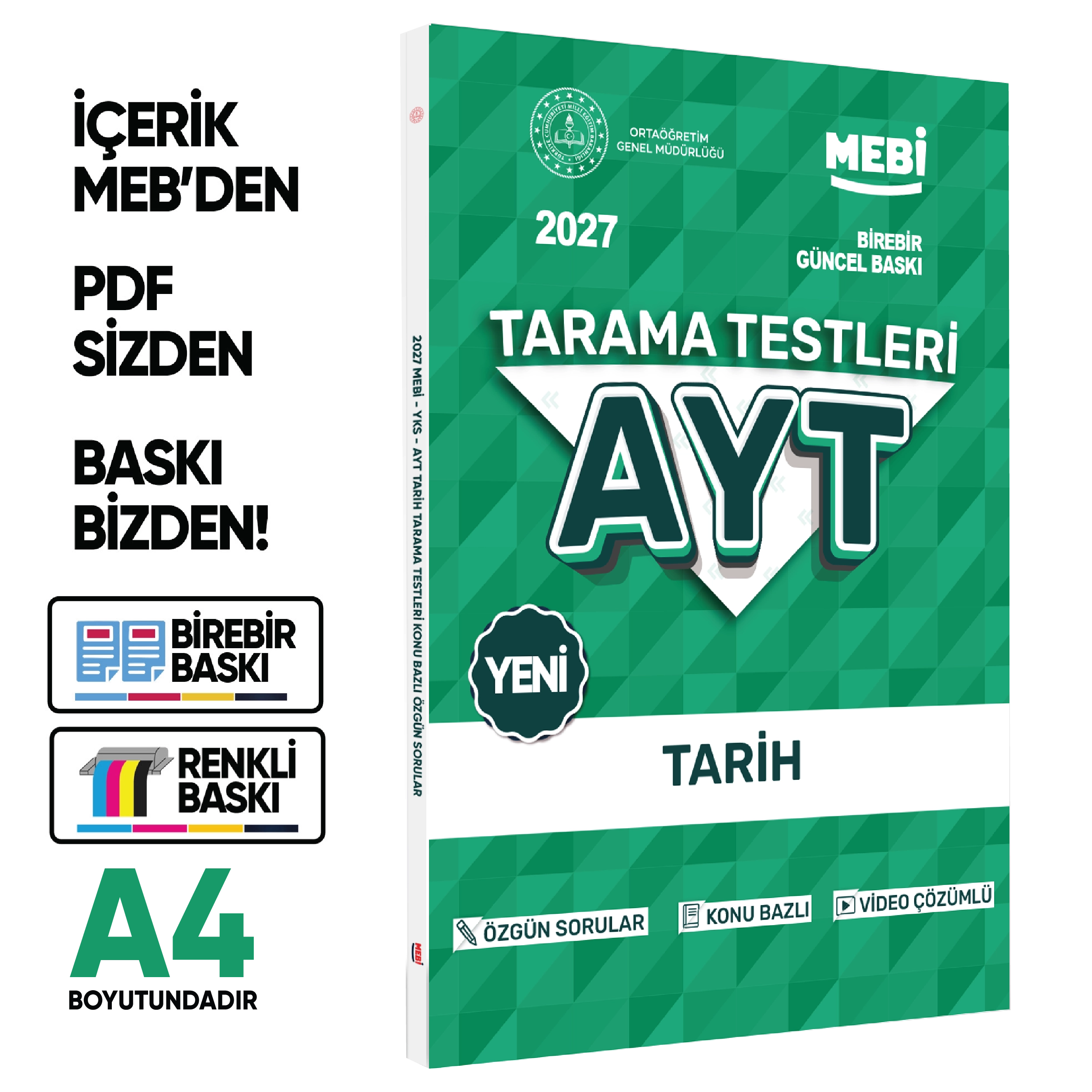 2027 YKS-AYT MEBİ-OGM 4lü Tüm Dersler Özgün Tarama Eşit Ağırlık (TM) Test Kitabı BASKI ÜCRETİ