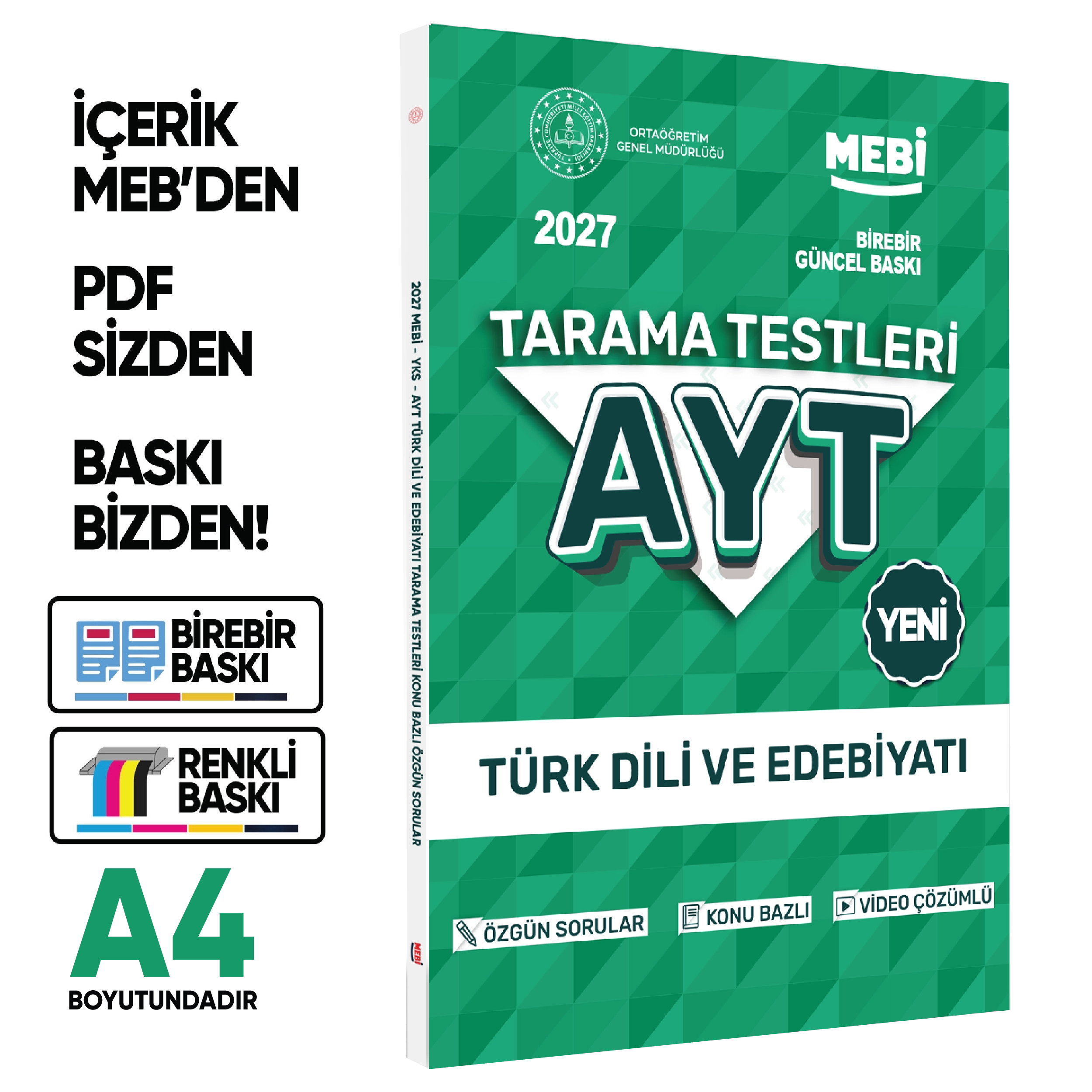 2027 YKS-AYT MEBİ-OGM 4lü Tüm Dersler Özgün Tarama Eşit Ağırlık (TM) Test Kitabı BASKI ÜCRETİ