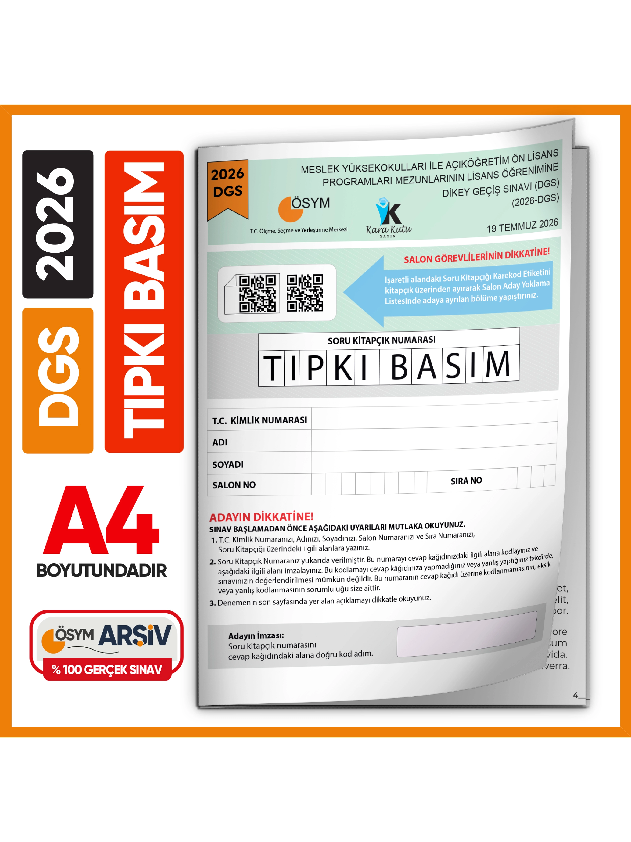 2026 DGS ÖSYM TIPKI Basım Sayısal-Sözel Çıkmış Soru Deneme Kitapçığı Dijital Çözümlü Türkiye Geneli