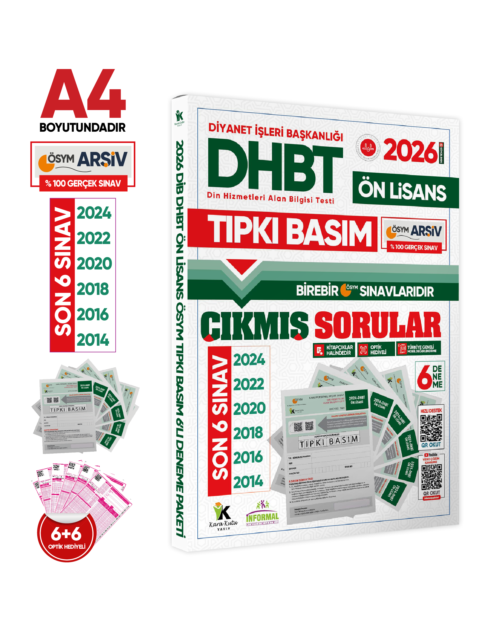 2026 KPSS-DHBT Lisans-ÖnLisans-Ortaöğretim ÖSYM Çıkmış Soru Tıpkı Basım(6+6+6)Kitapçık TG Deneme SETİ