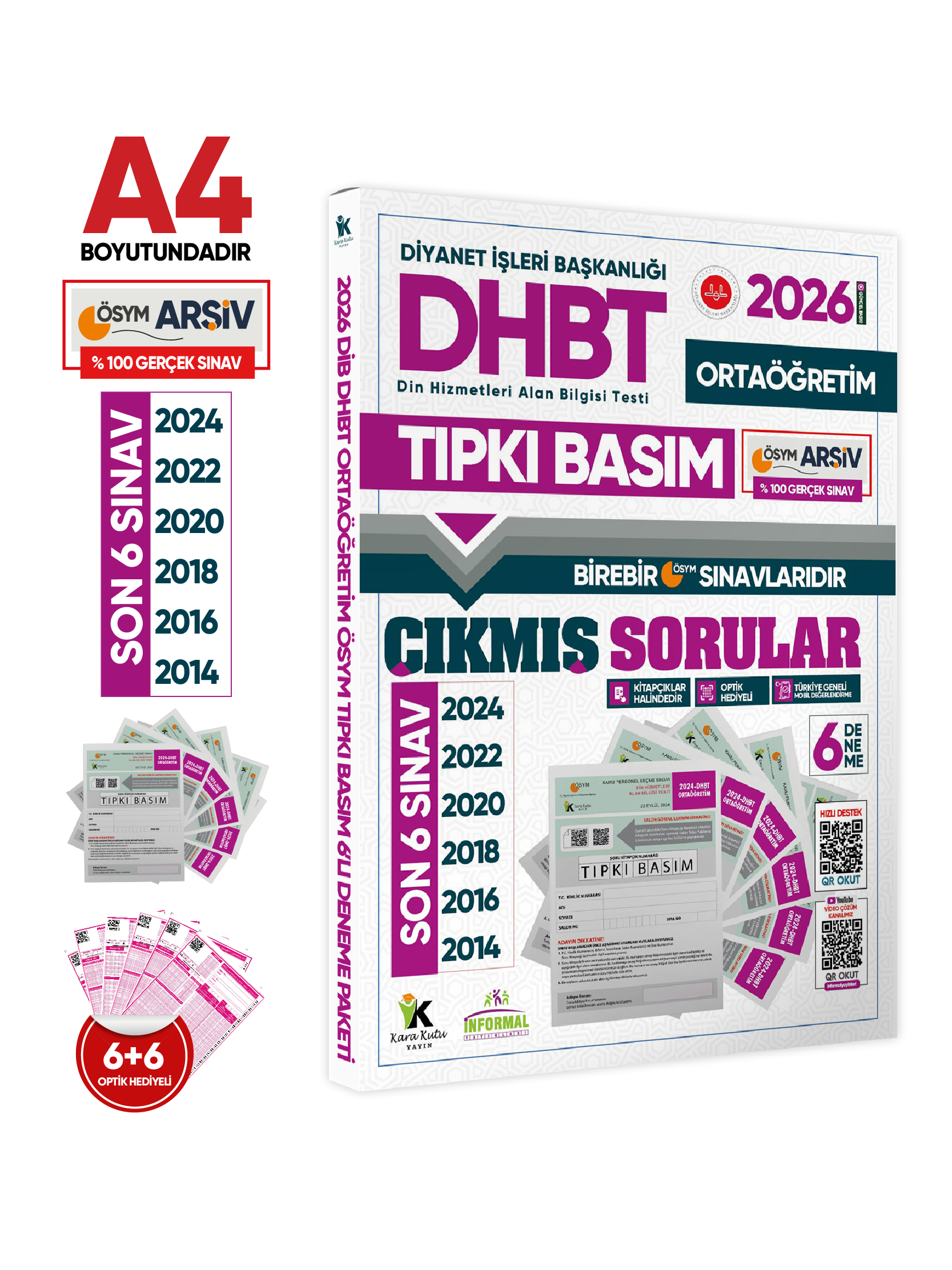 2026 KPSS-DHBT Lisans-ÖnLisans-Ortaöğretim ÖSYM Çıkmış Soru Tıpkı Basım(6+6+6)Kitapçık TG Deneme SETİ