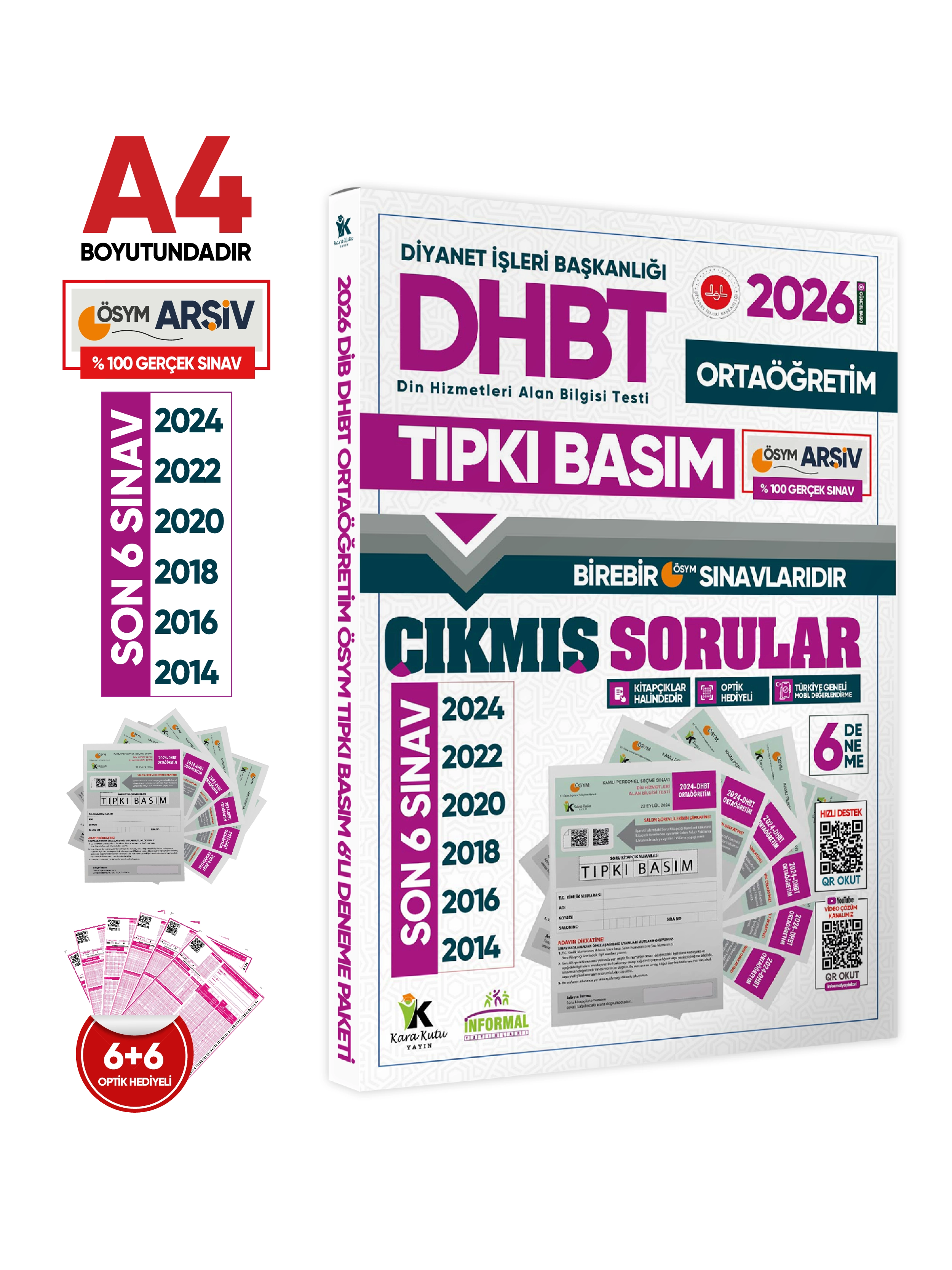 2026 KPSS-DHBT Ortaöğretim ÖSYM Çıkmış Soru Tıpkı Basım 6lı Kitapçık Türkiye Geneli Deneme Paketi