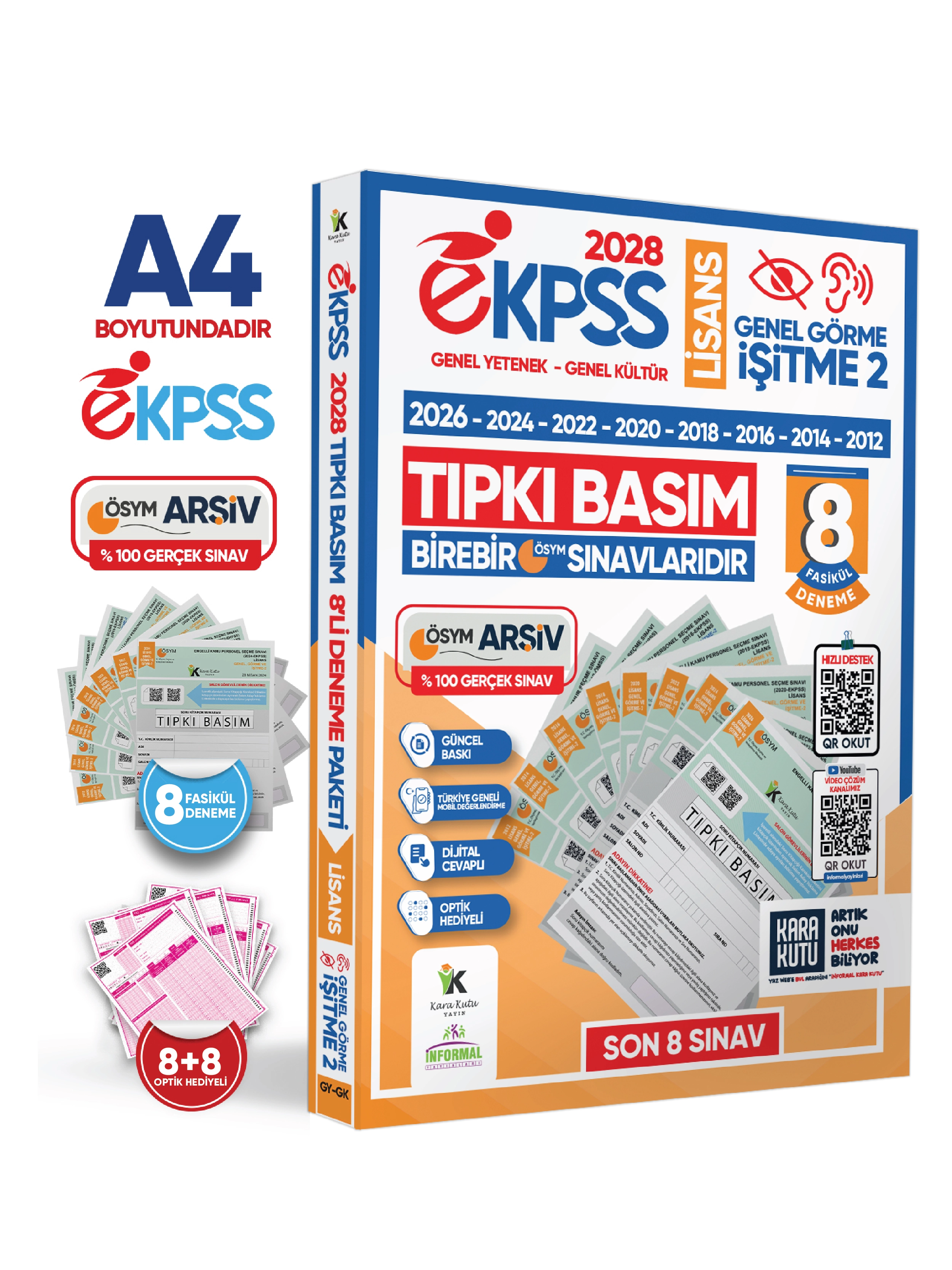 2028 EKPSS Lisans Genel Görme İşitme-2 ÖSYM Çıkmış Soru Tıpkı Basım 8li Kitapçık TG Deneme Paketi