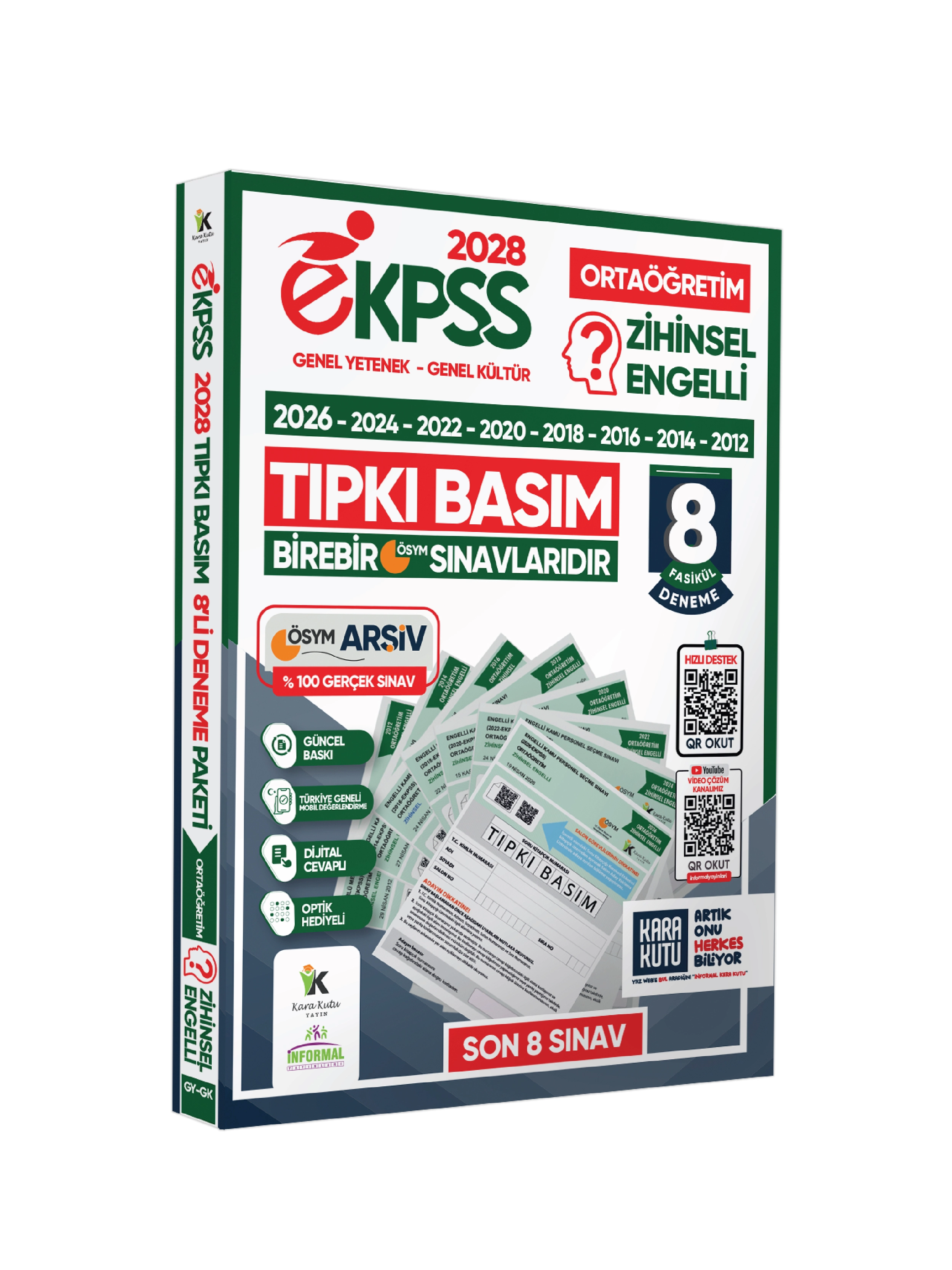 2028 EKPSS Ortaöğretim Zihinsel Engelli ÖSYM Çıkmış Soru Tıpkı Basım 8li Kitapçık TG Deneme Paketi