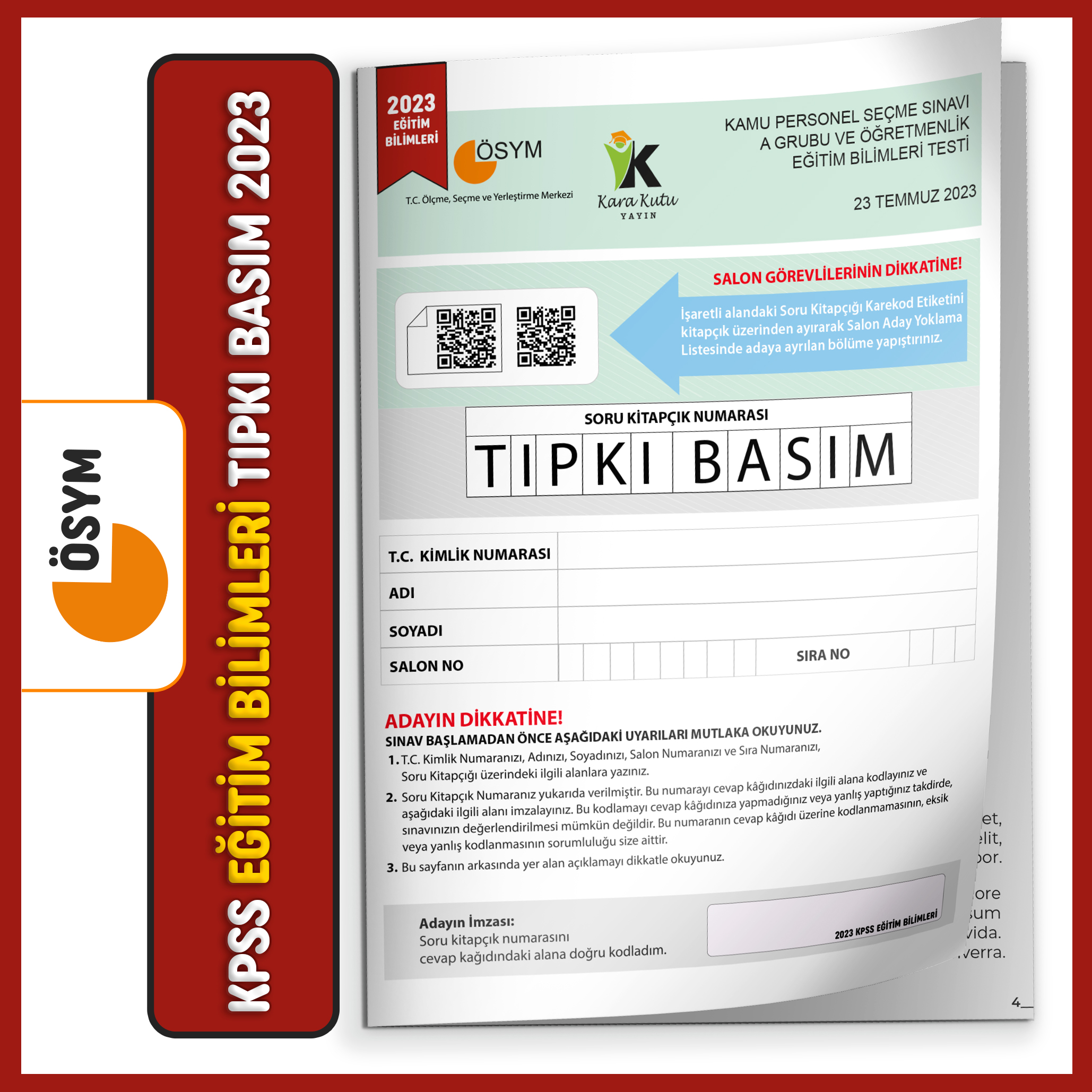 2024 KPSS Eğitim Bilimleri ÖSYM Çıkmış Soru Tıpkı Basım Türkiye Geneli D. Çözümlü Kitapçığı