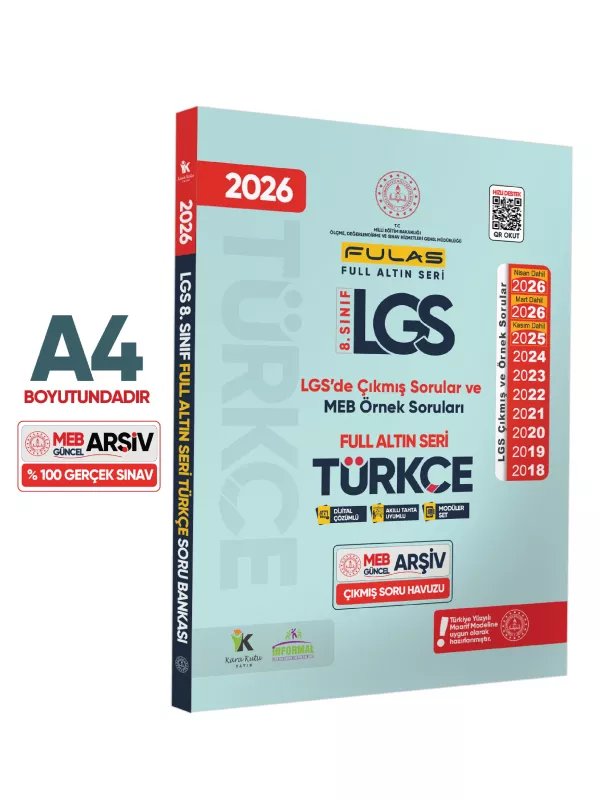 2026 8.Sınıf Full LGS Altın Seri (FULAS) TÜRKÇE MEB Çıkmış Soru Bankası Modüler Seti PDF Çözümlü