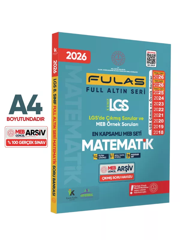2026 8.Sınıf Full LGS Altın Seri (FULAS) MATEMATİK MEB Çıkmış Soru Bankası Modüler Seti Çözümlü