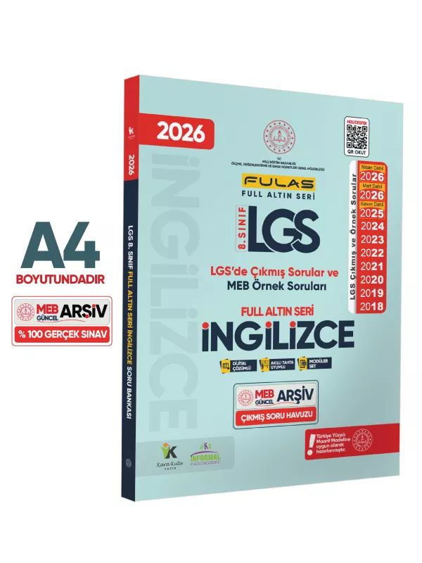 2026 8.Sınıf Full LGS Altın Seri (FULAS) İNGİLİZCE MEB Çıkmış Soru Bankası Modüler Seti Çözümlü