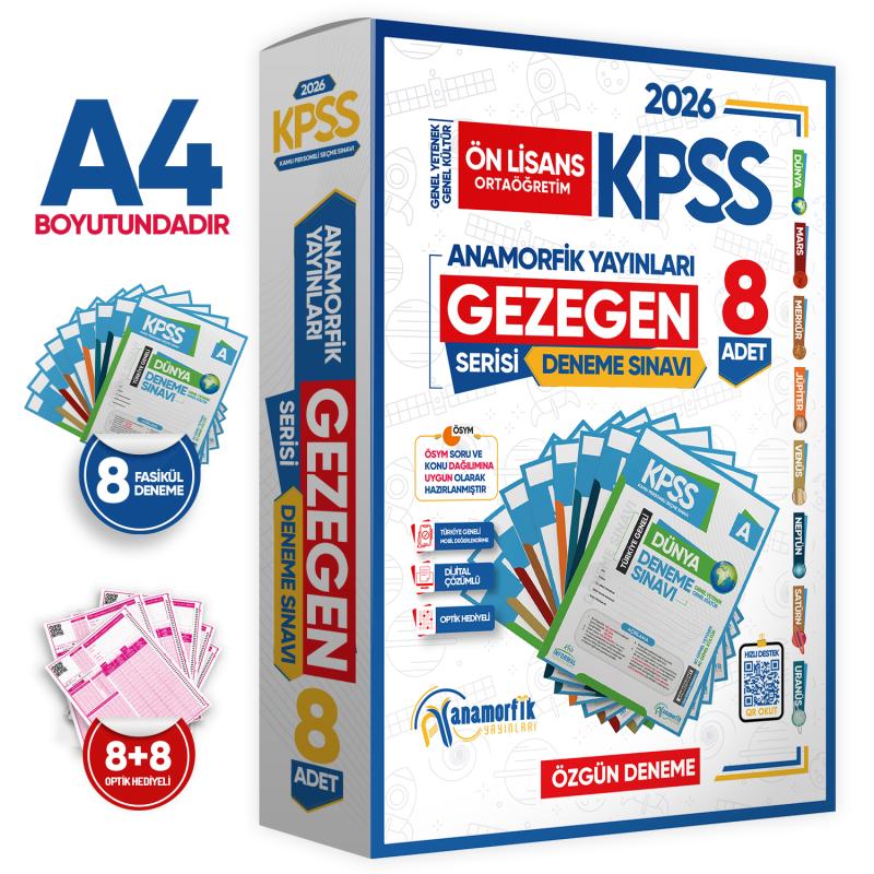 2026 KPSS Ortaöğretim GY-GK GEZEGEN Serisi 8li Deneme Paketi Kurumsal Türkiye Geneli Dijital Çözümlü