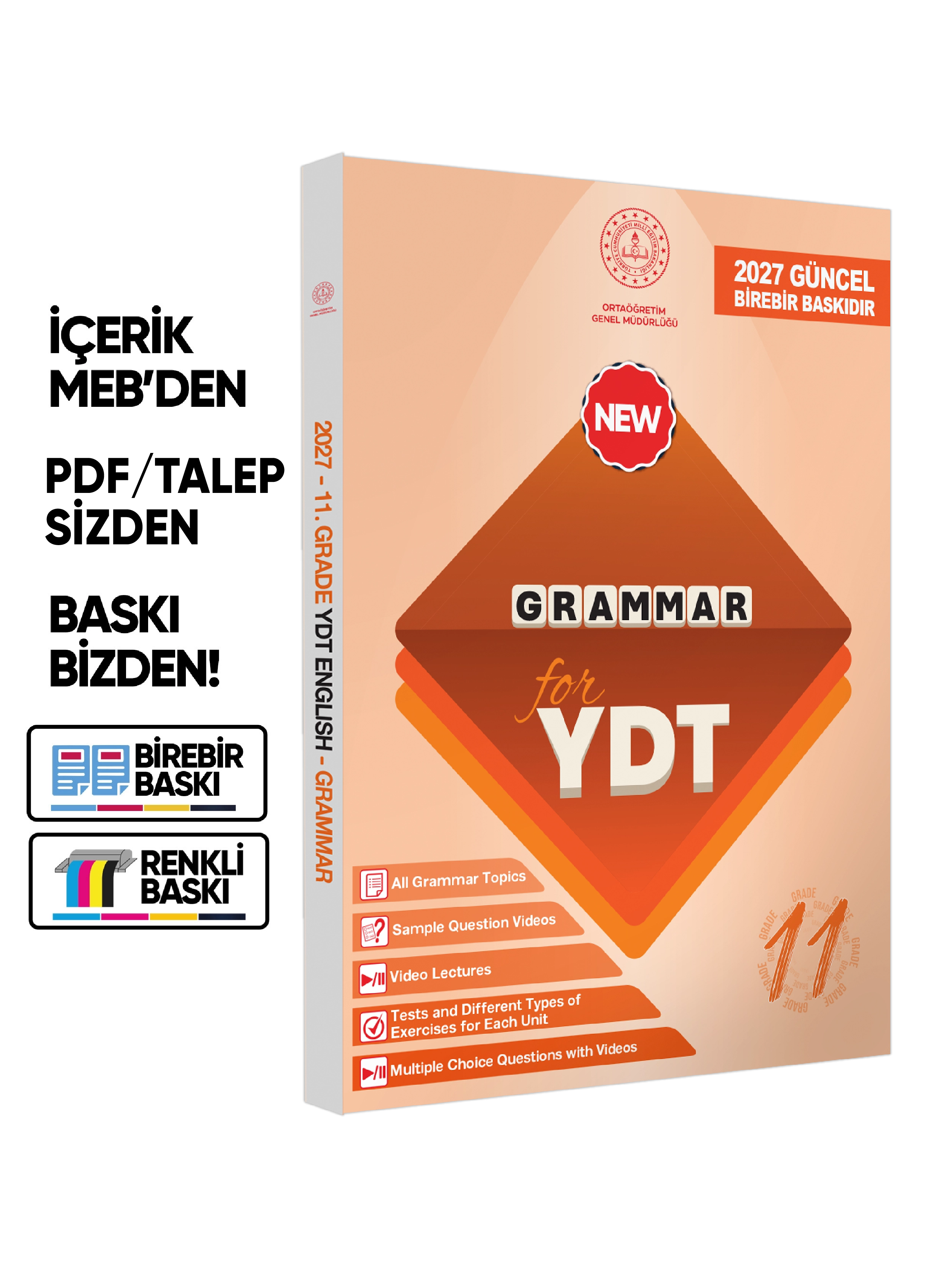 2027 YDT MEBİ İngilizce 11.Sınıf Grammar (Dilin Yapısı) Konu Anlatımı Kitabı BASKI ÜCRETİ