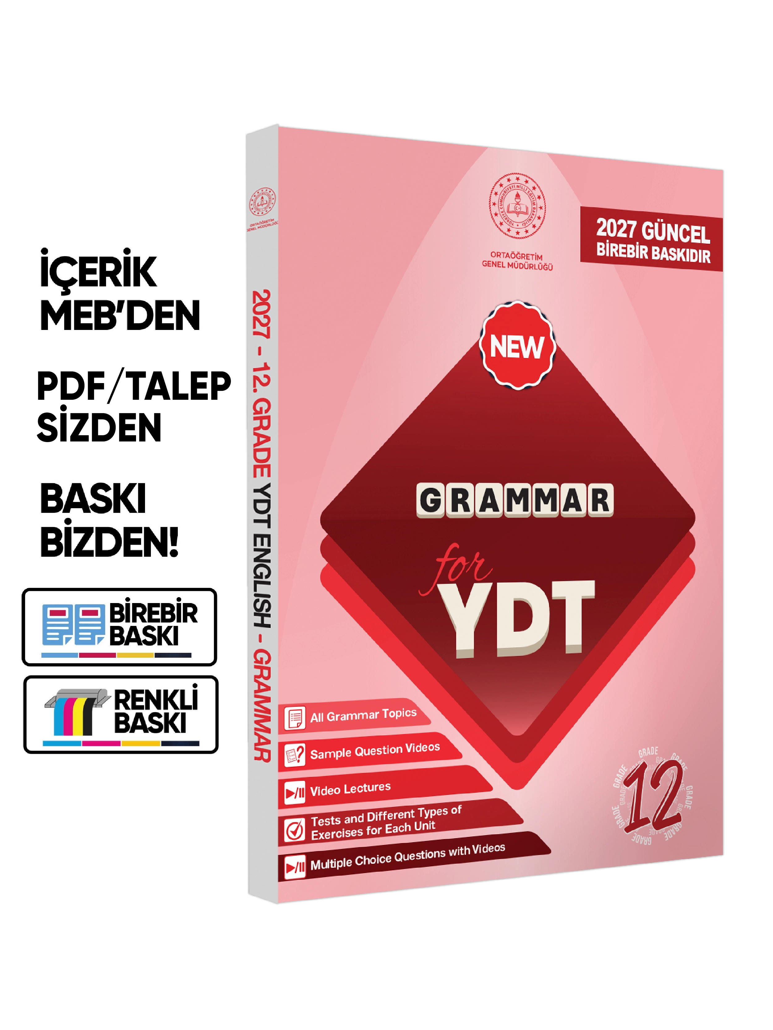 2027 YDT MEBİ İngilizce 12.Sınıf Grammar (Dilin Yapısı) Konu Anlatımı Kitabı BASKI ÜCRETİ