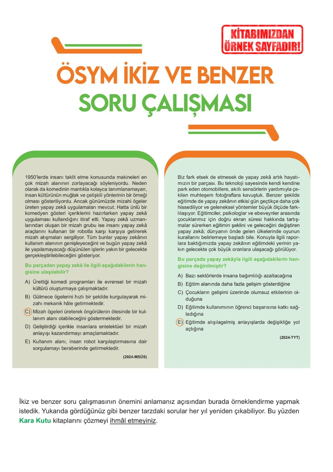 2025 YKS-TYT Türkçe Karakutu ÖSYM Çıkmış Soru Bankası Video/PDF Çözümlü Konu Konu Son 7 Yıl
