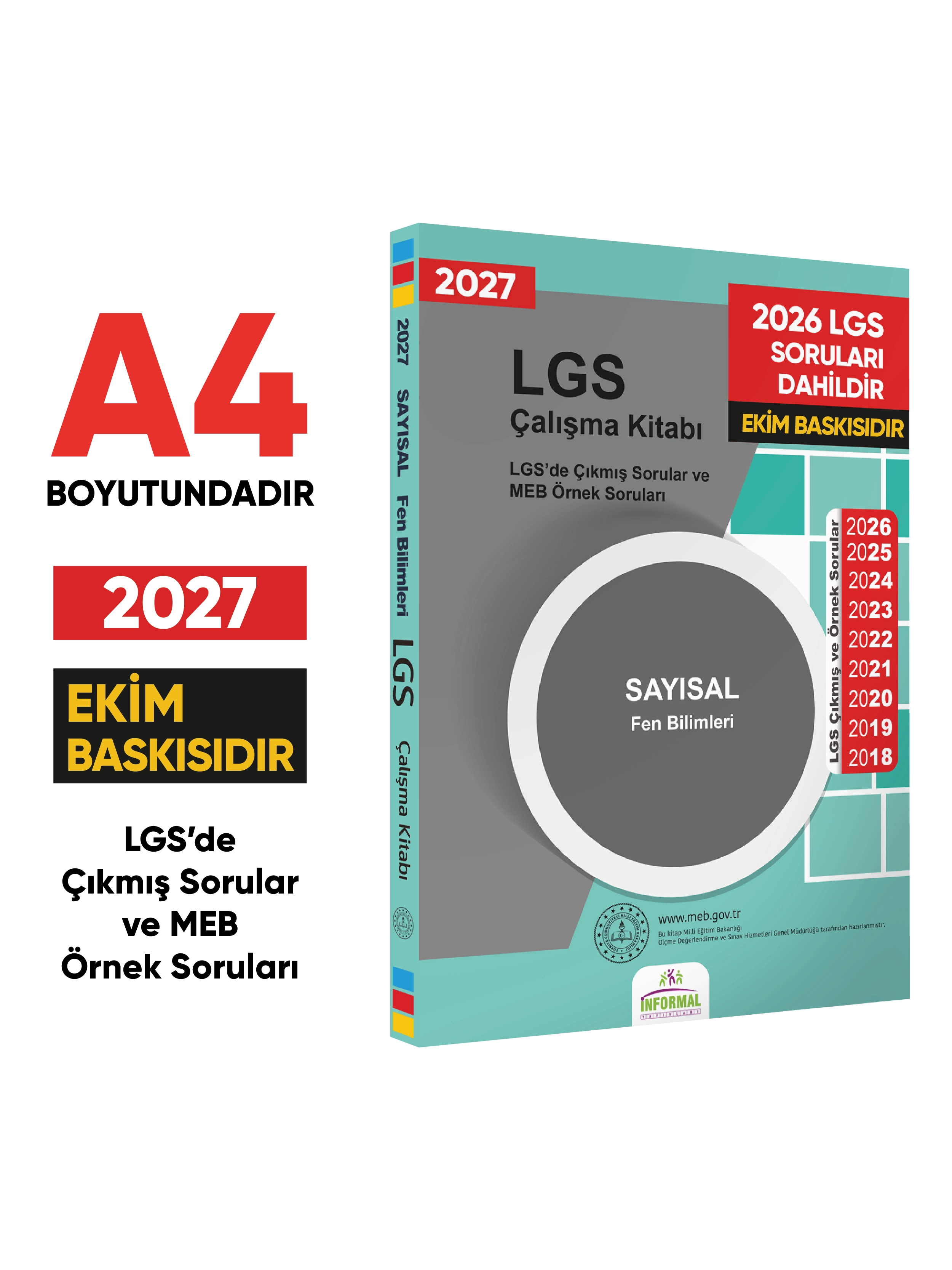 2027 LGS 8.Sınıf 4lü Çıkmış MEB Örnek Sorular ve 6lı Modül ÖDM SET Çalışma Kitabı A4 RENKLİ Baskı